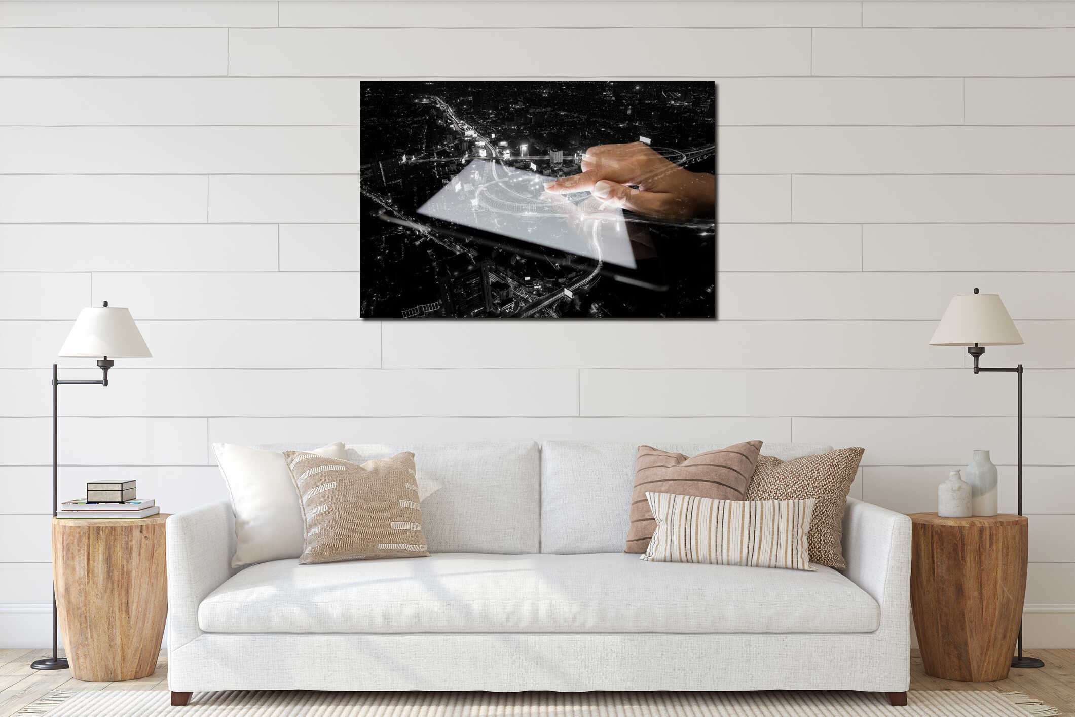 Canvas hanging interior mockup