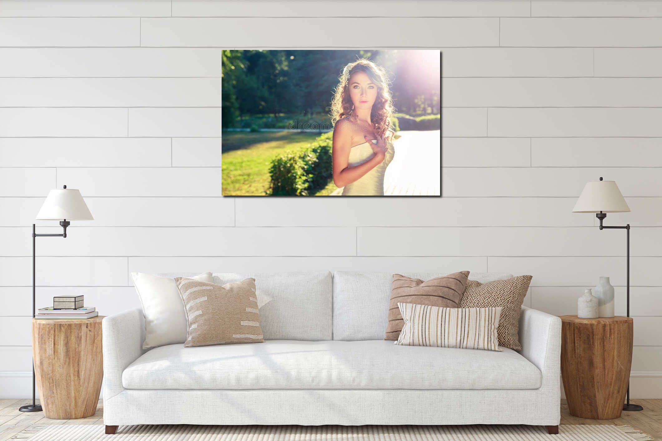 Canvas hanging interior mockup