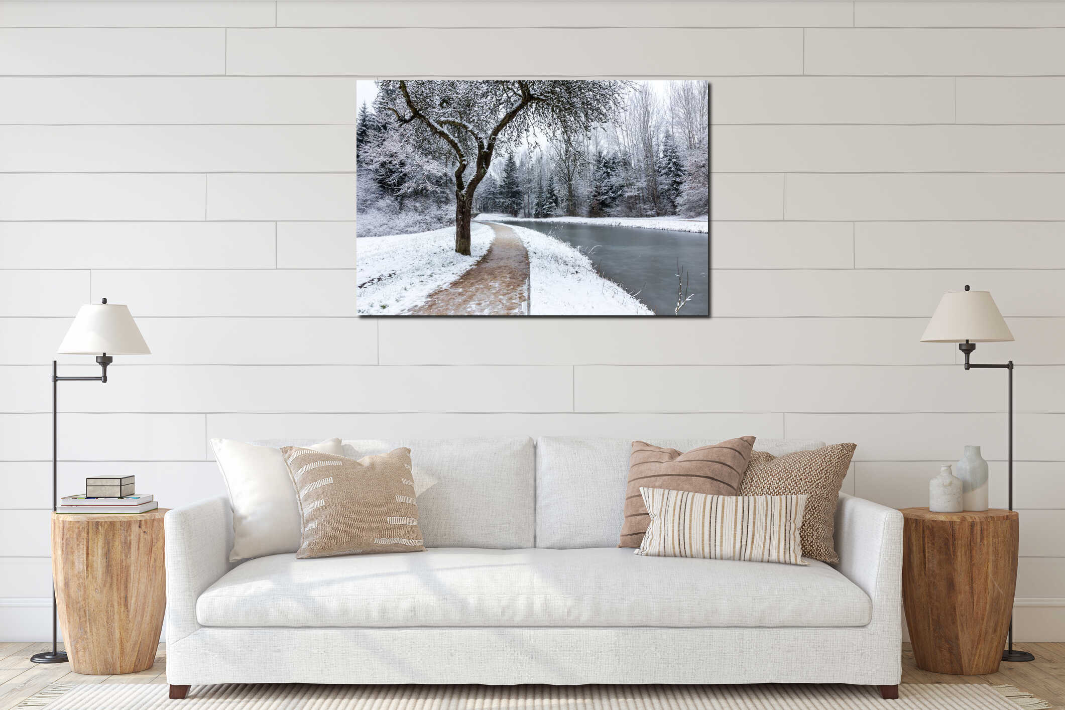 Canvas hanging interior mockup