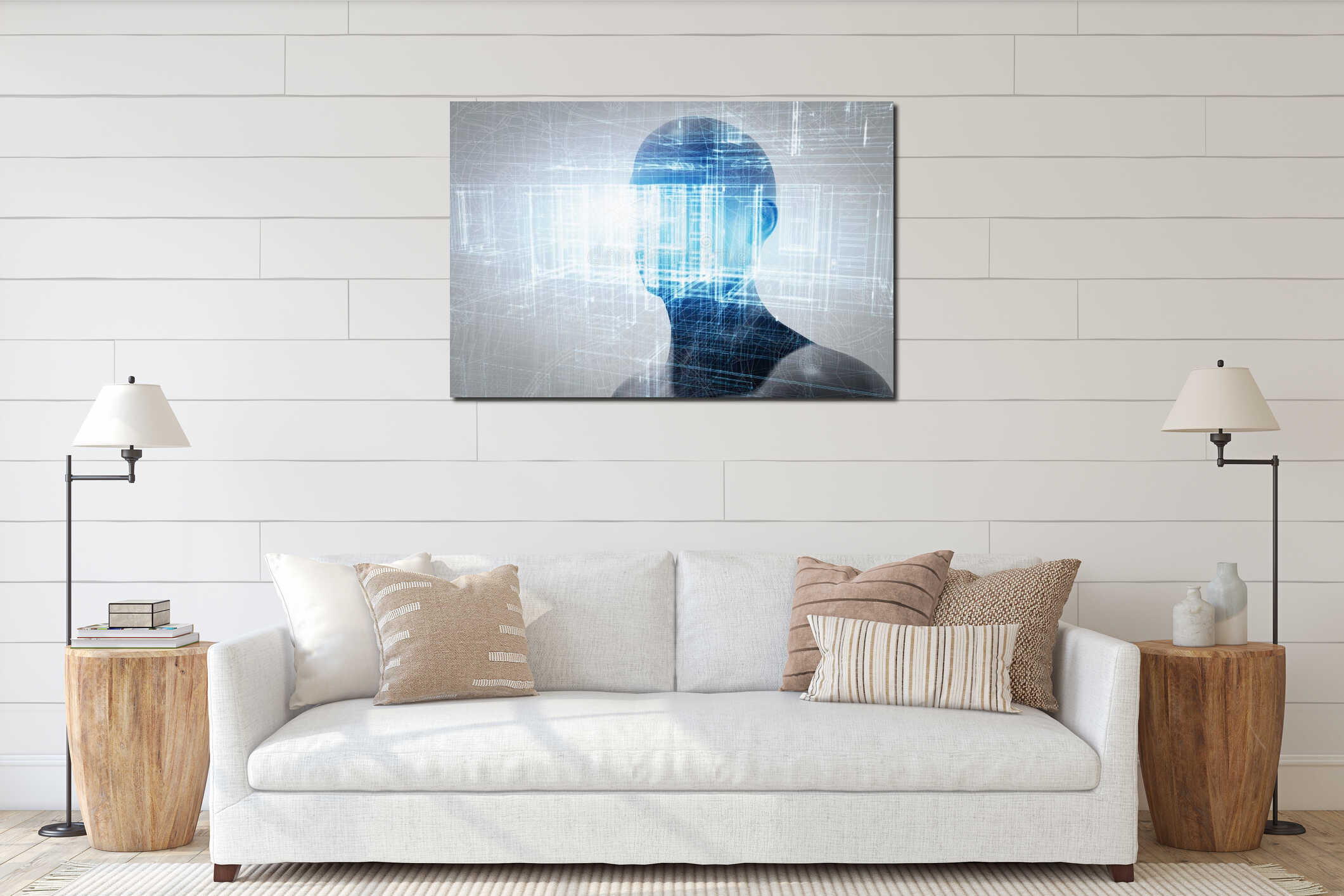 Canvas hanging interior mockup