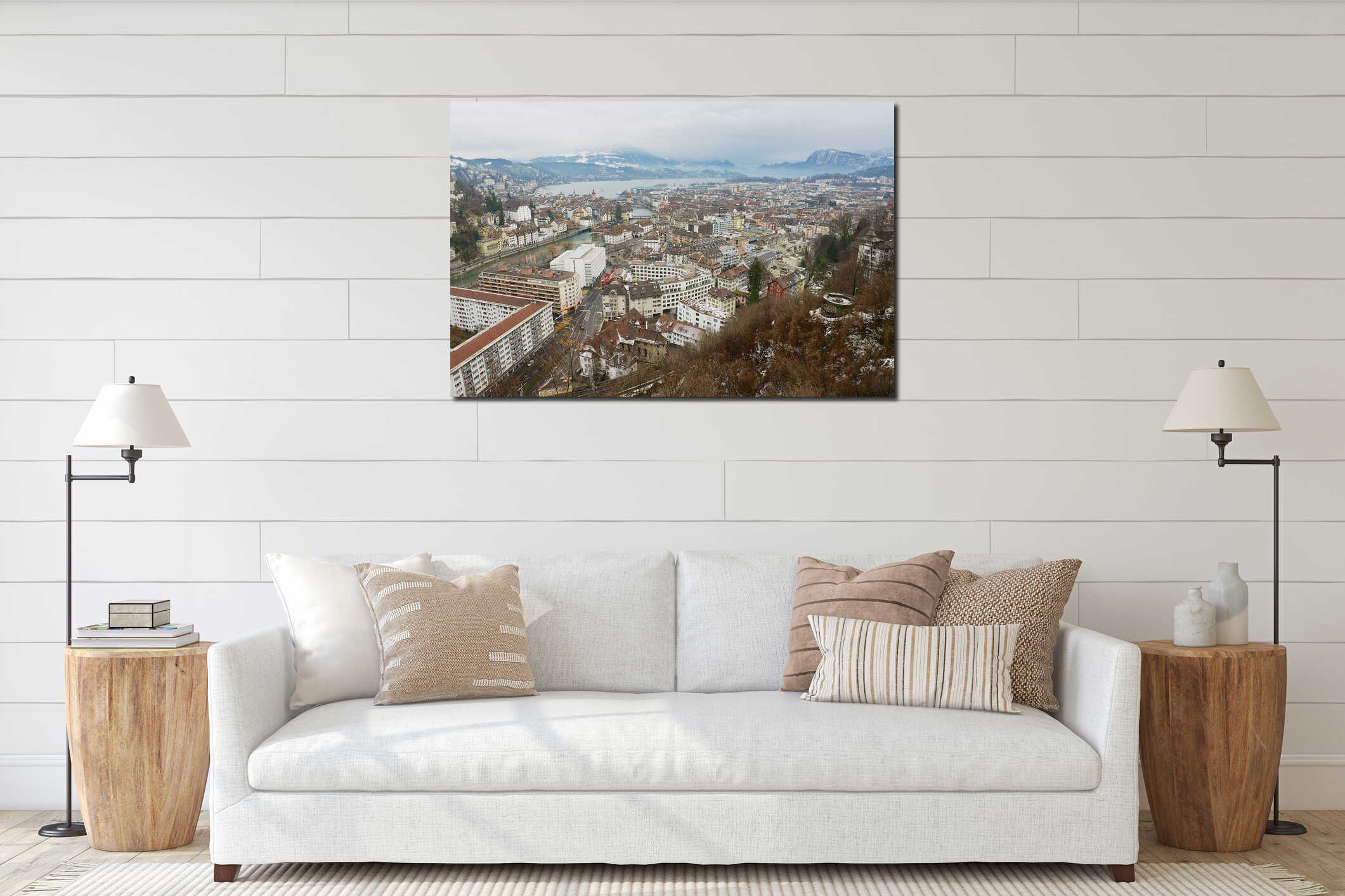 Canvas hanging interior mockup