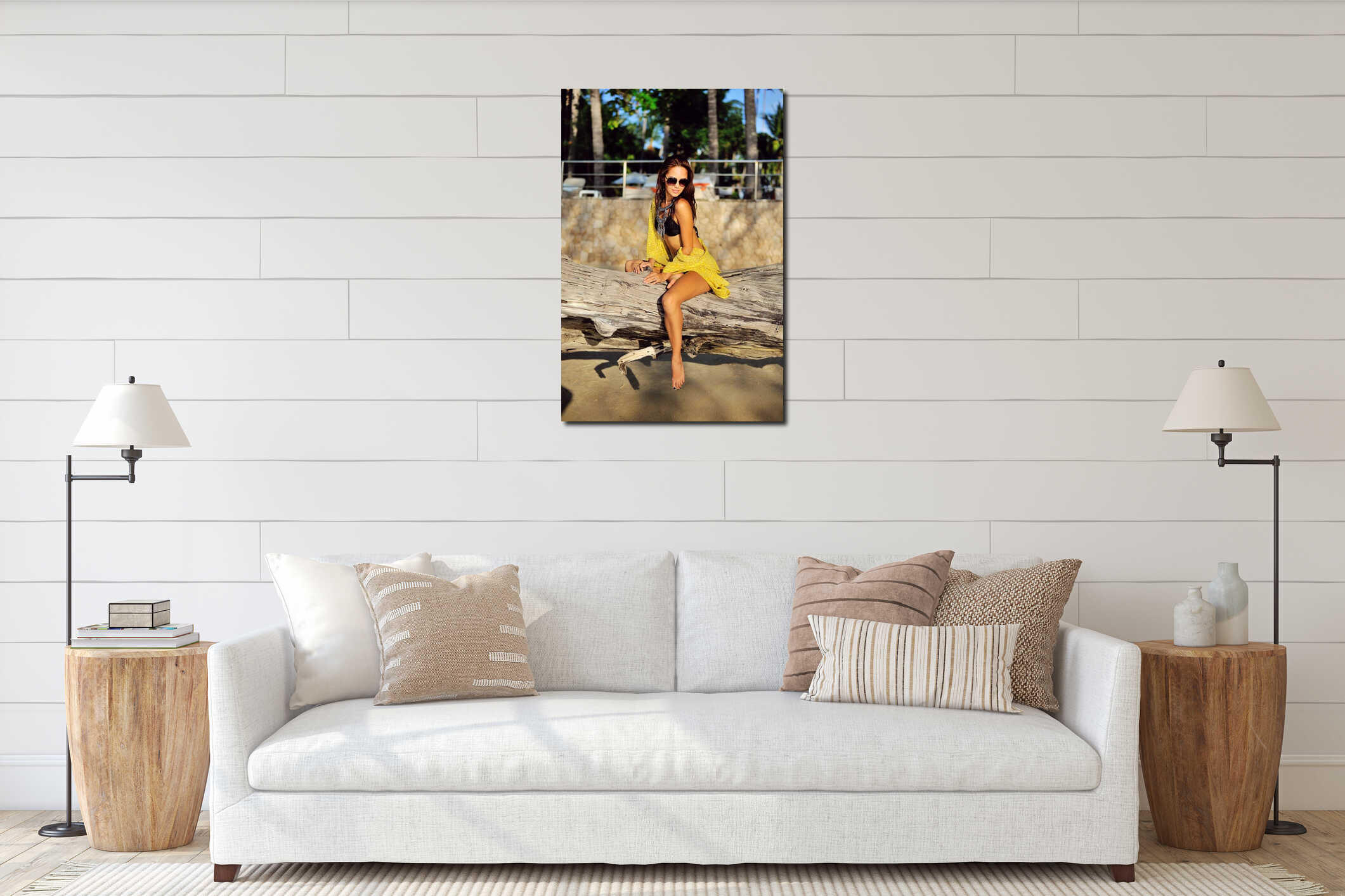 Canvas hanging interior mockup