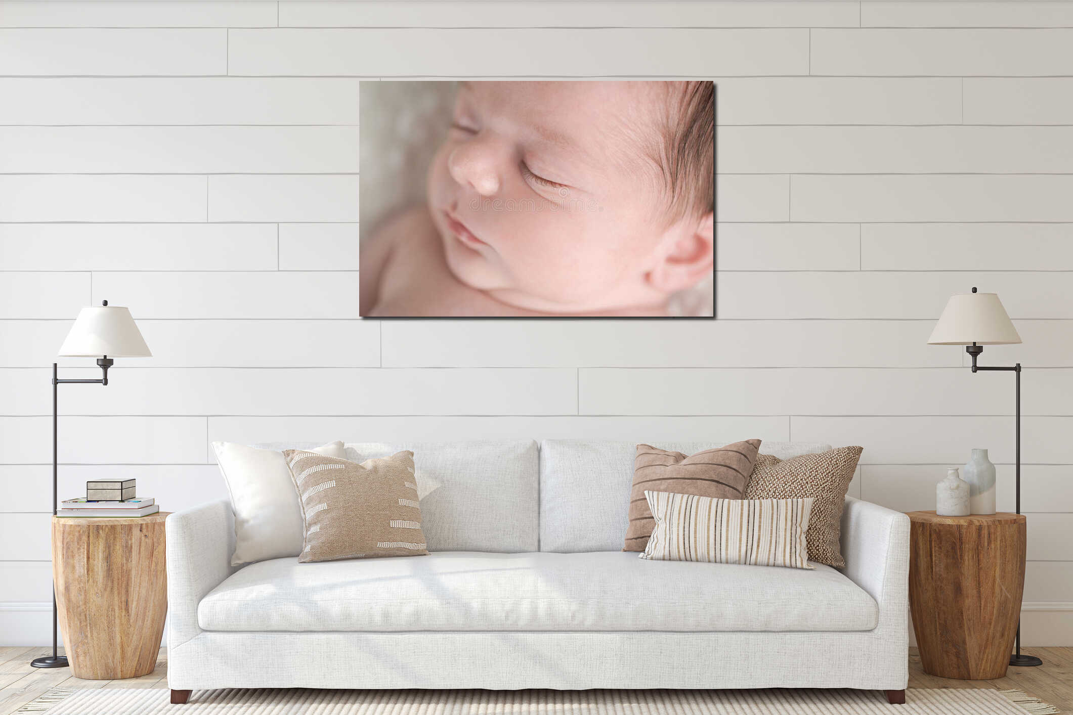 Canvas hanging interior mockup