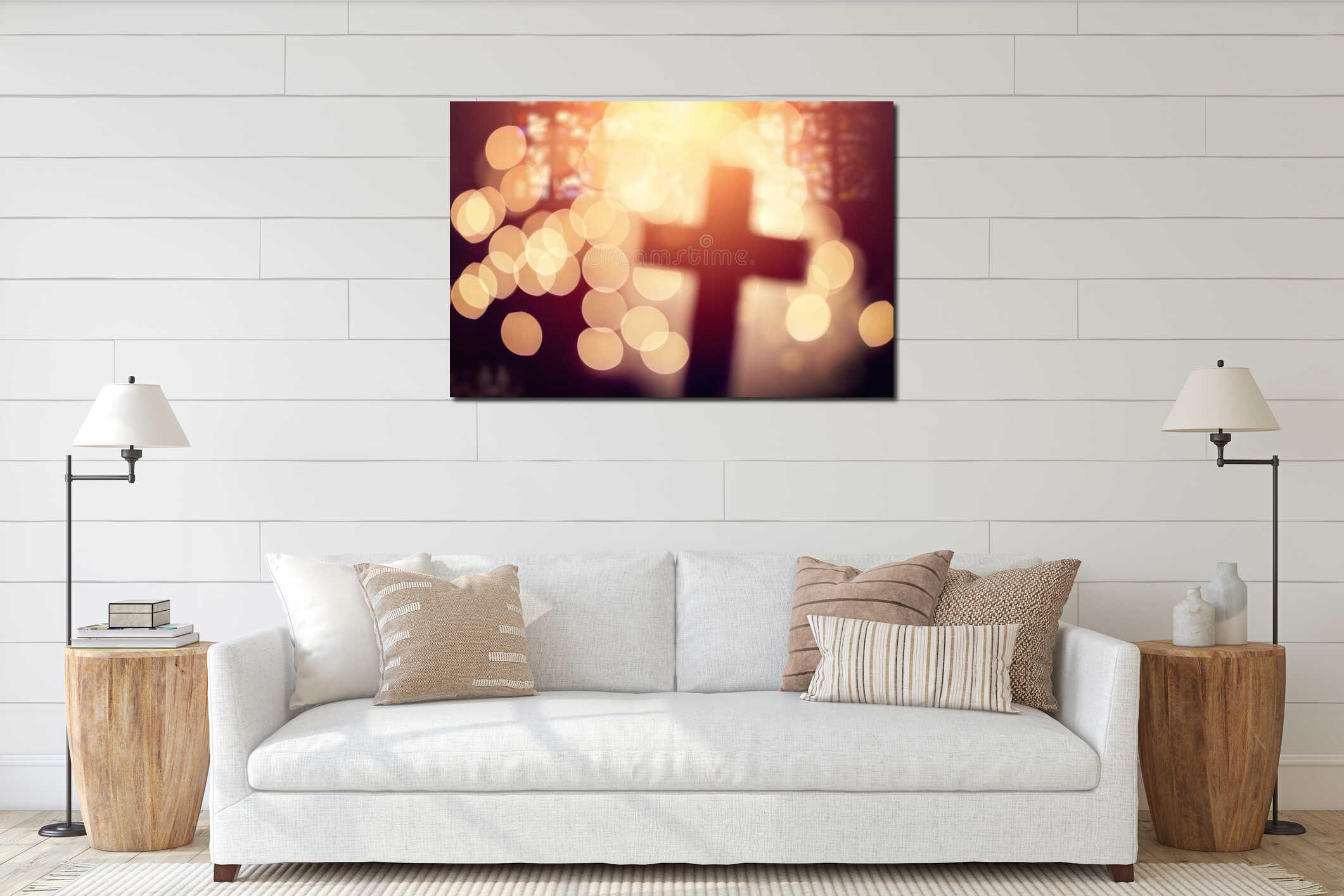 Canvas hanging interior mockup