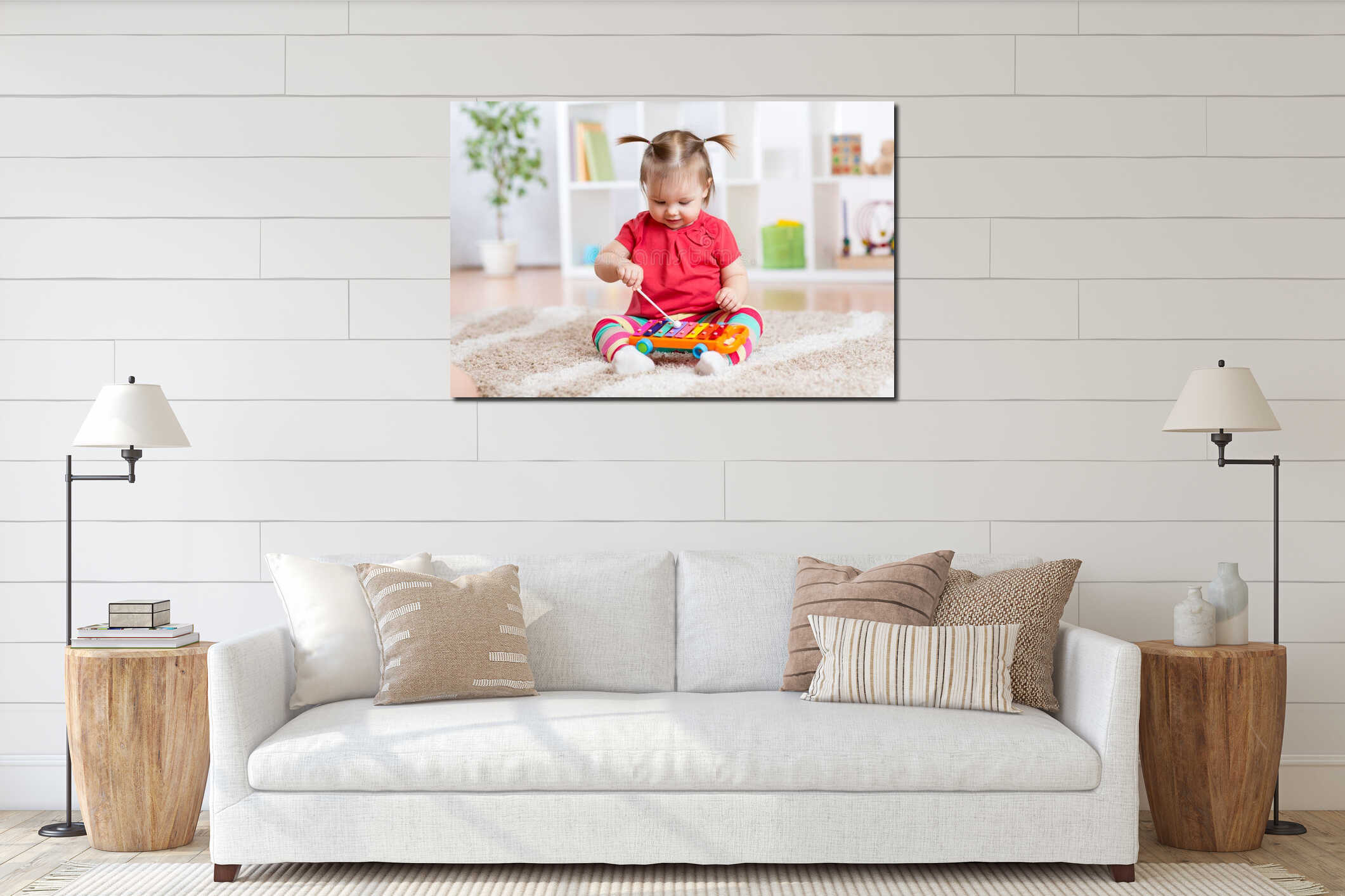 Canvas hanging interior mockup