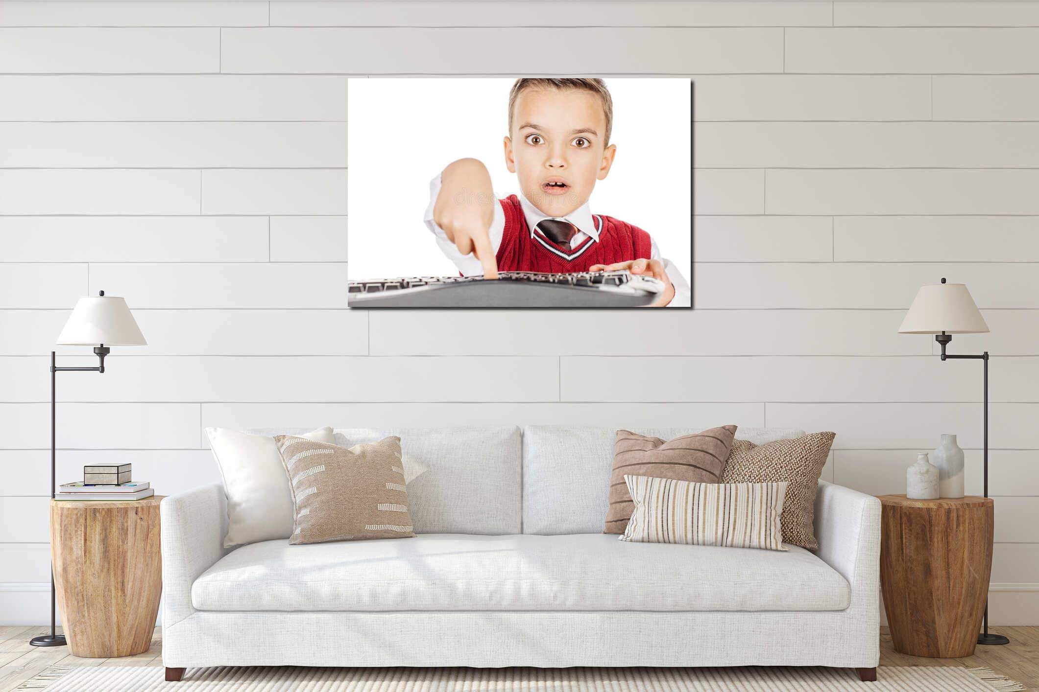 Canvas hanging interior mockup