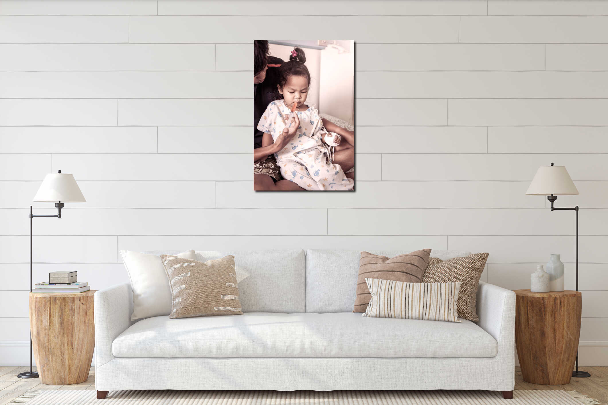 Canvas hanging interior mockup