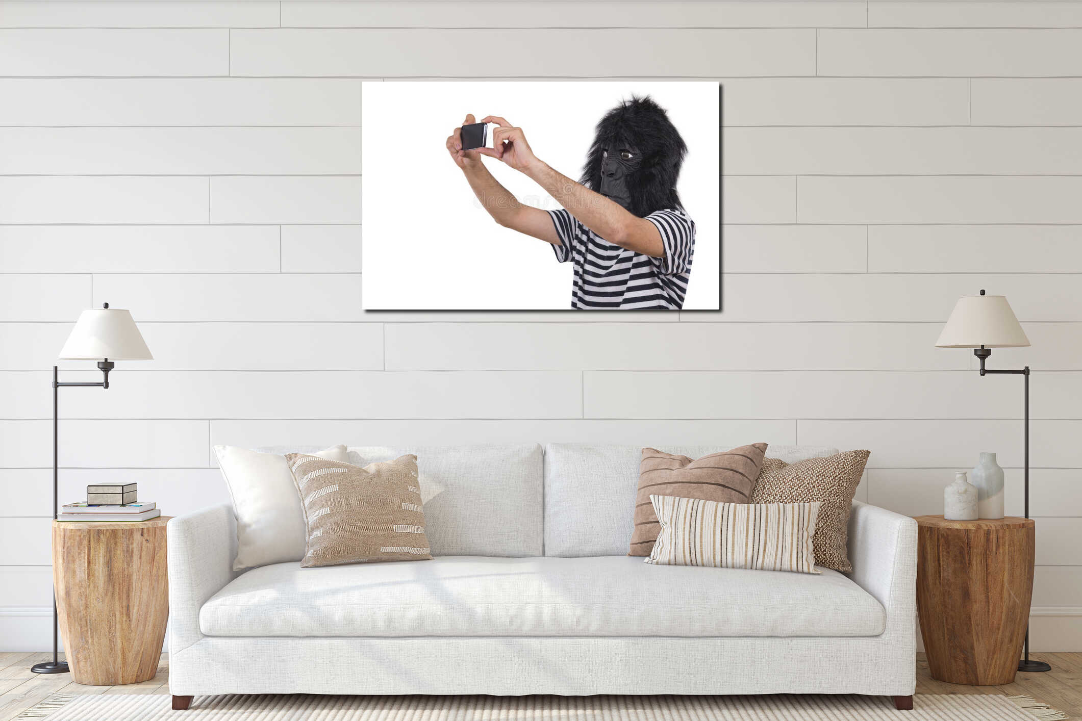 Canvas hanging interior mockup