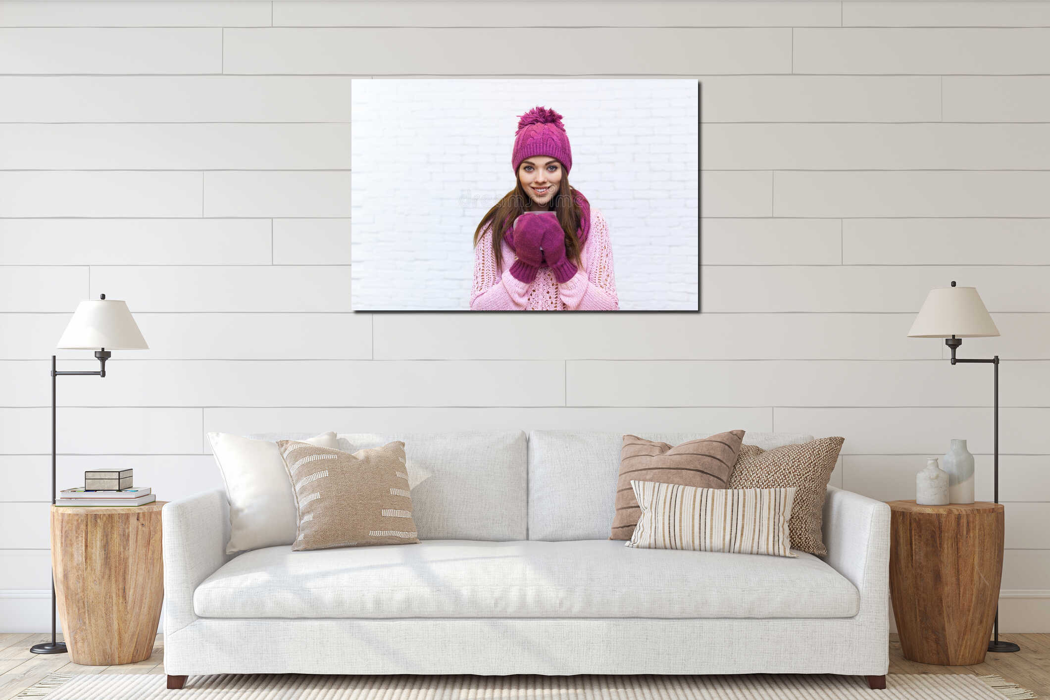 Canvas hanging interior mockup