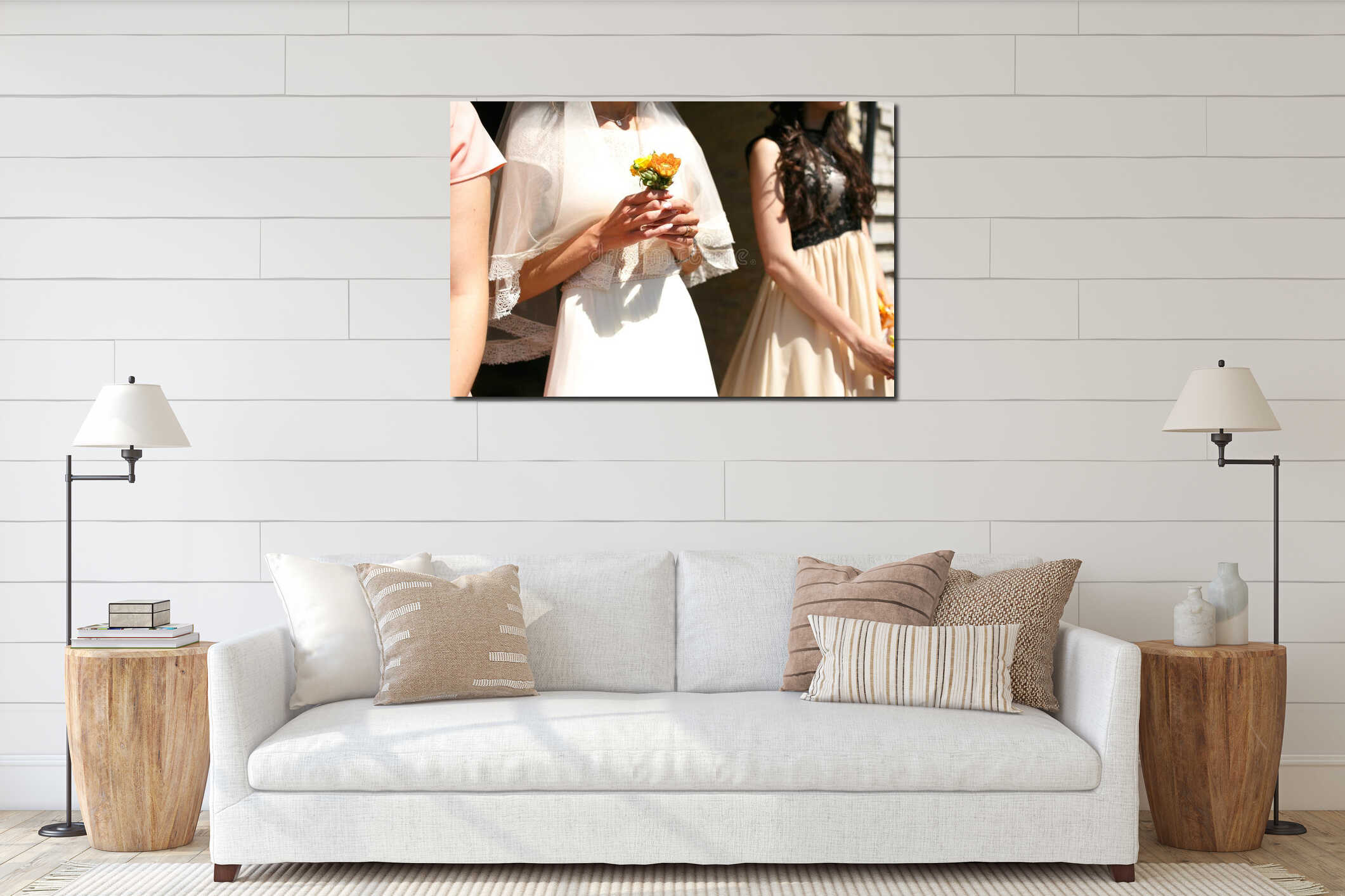 Canvas hanging interior mockup