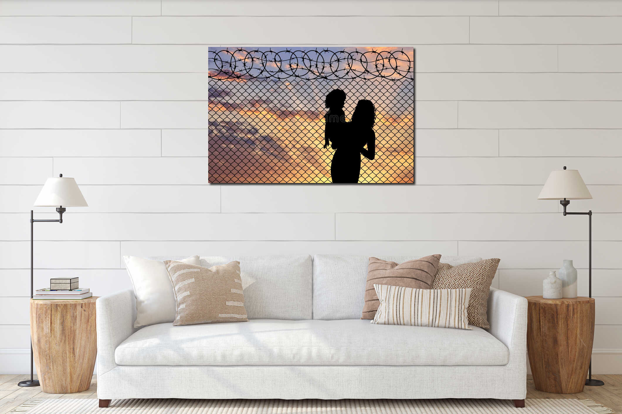 Canvas hanging interior mockup