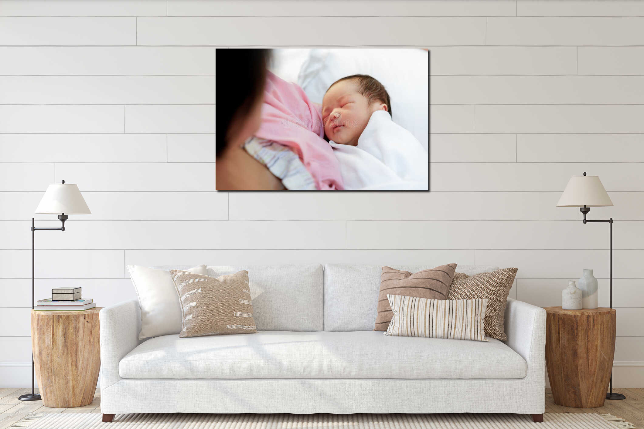 Canvas hanging interior mockup