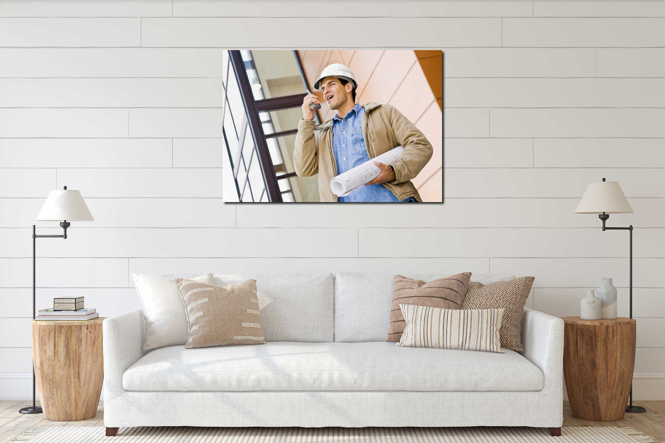 Canvas hanging interior mockup