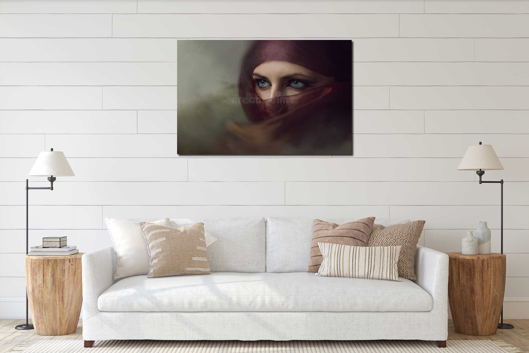 Canvas hanging interior mockup