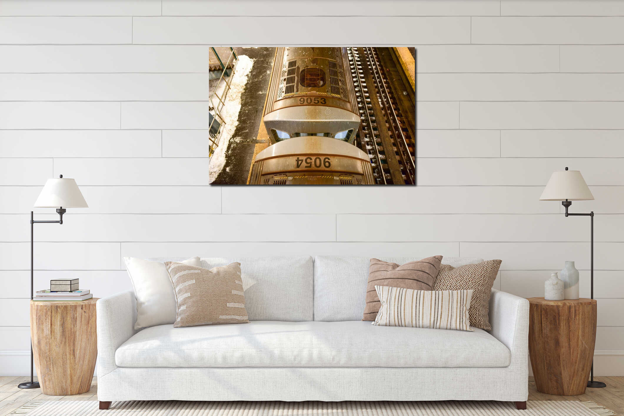 Canvas hanging interior mockup