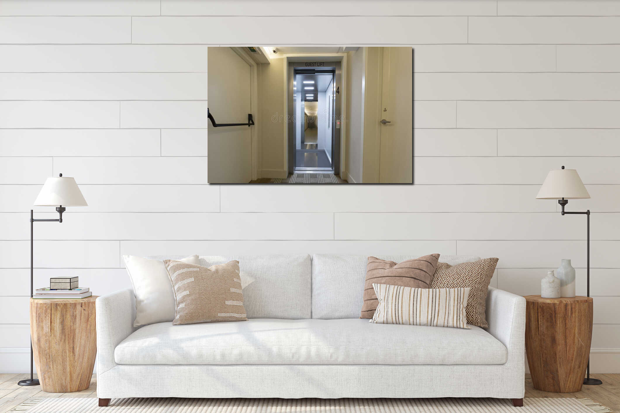 Canvas hanging interior mockup