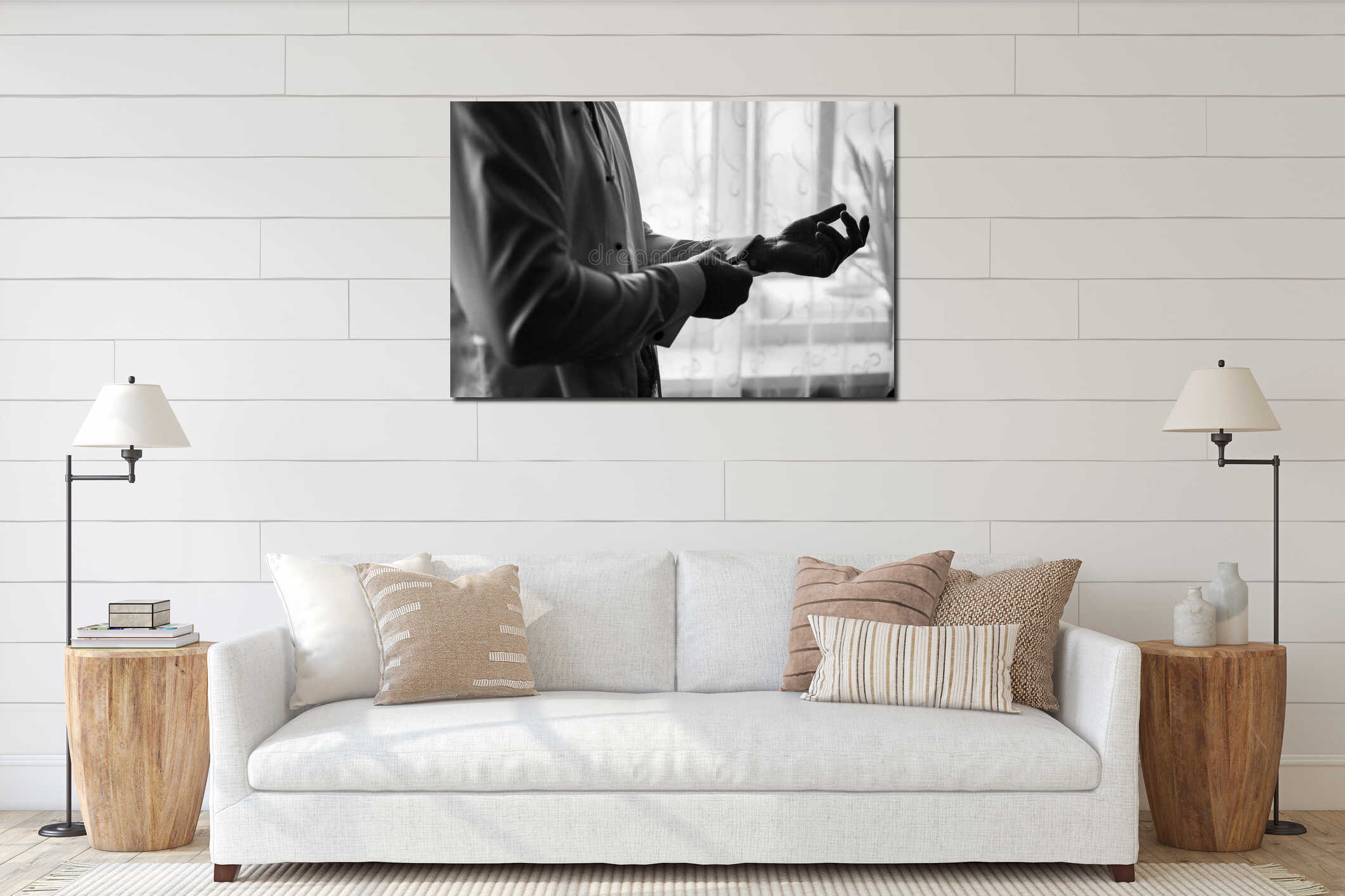 Canvas hanging interior mockup