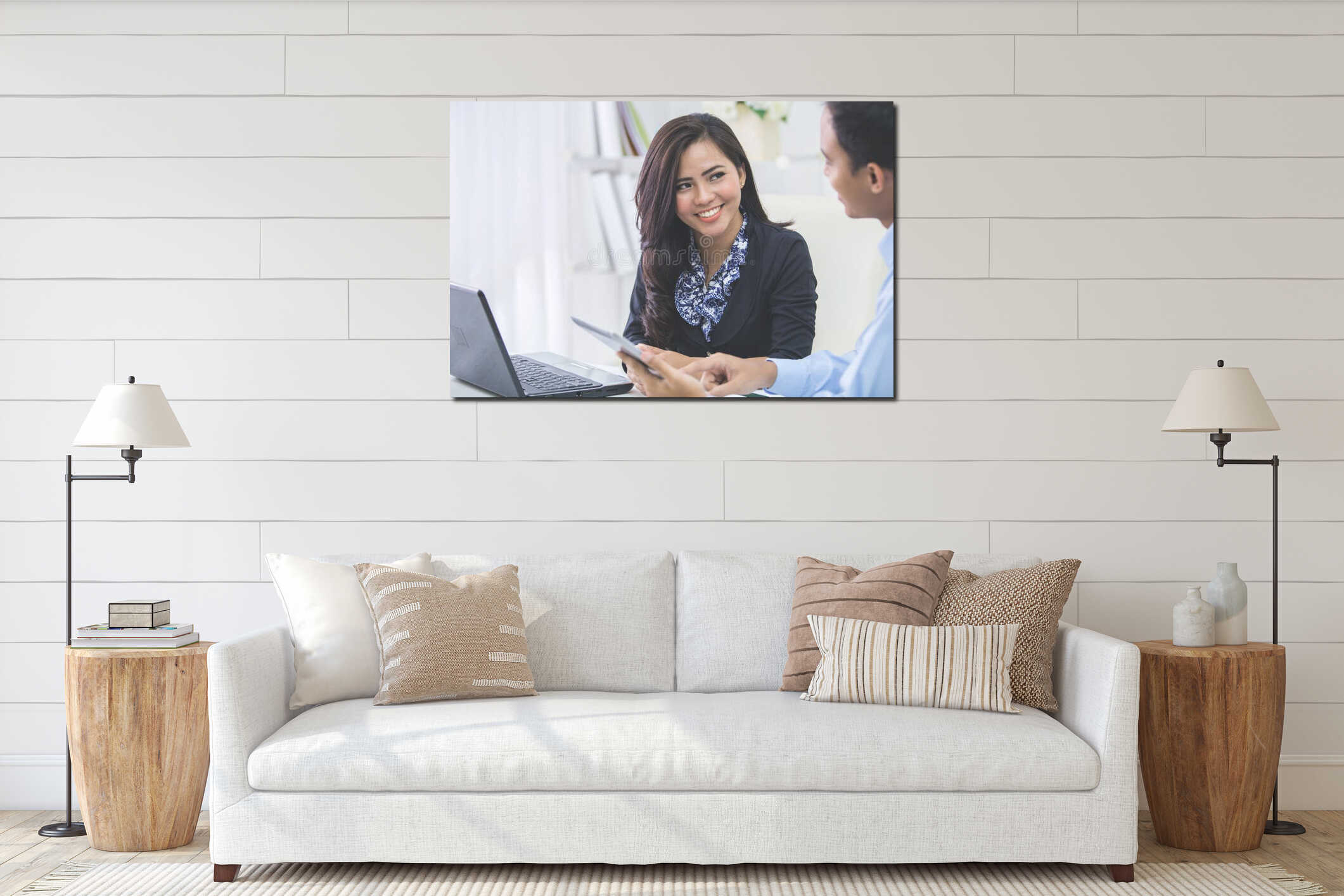 Canvas hanging interior mockup