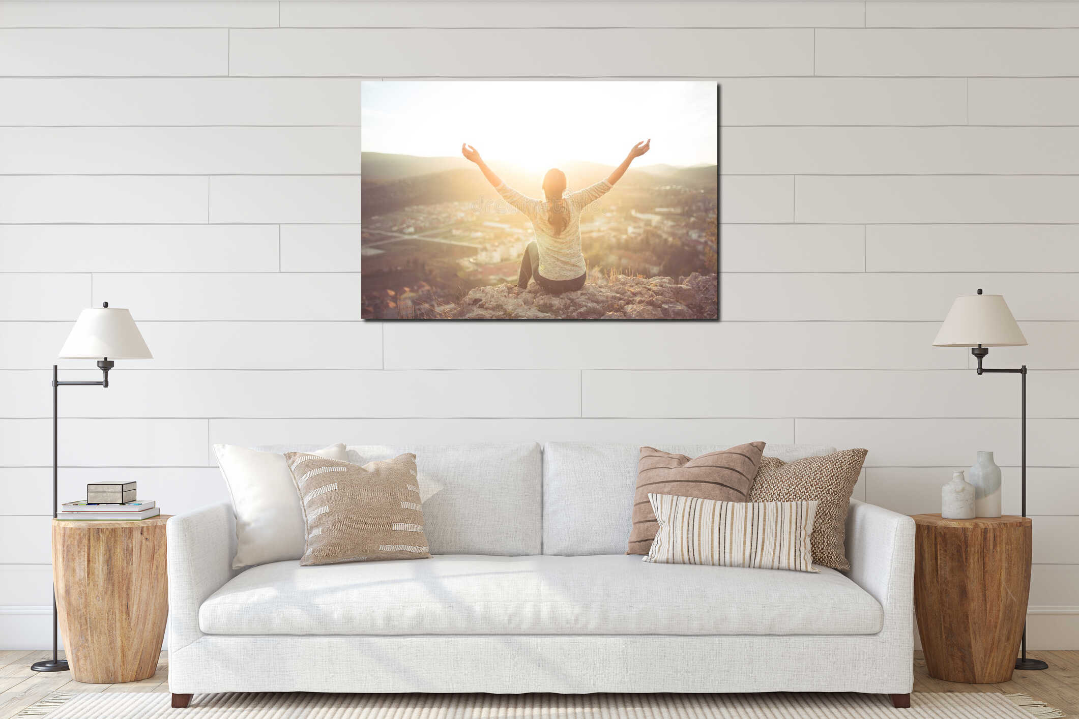 Canvas hanging interior mockup