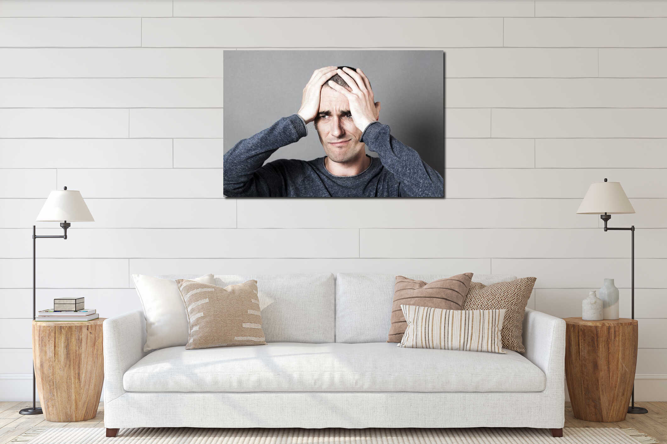 Canvas hanging interior mockup