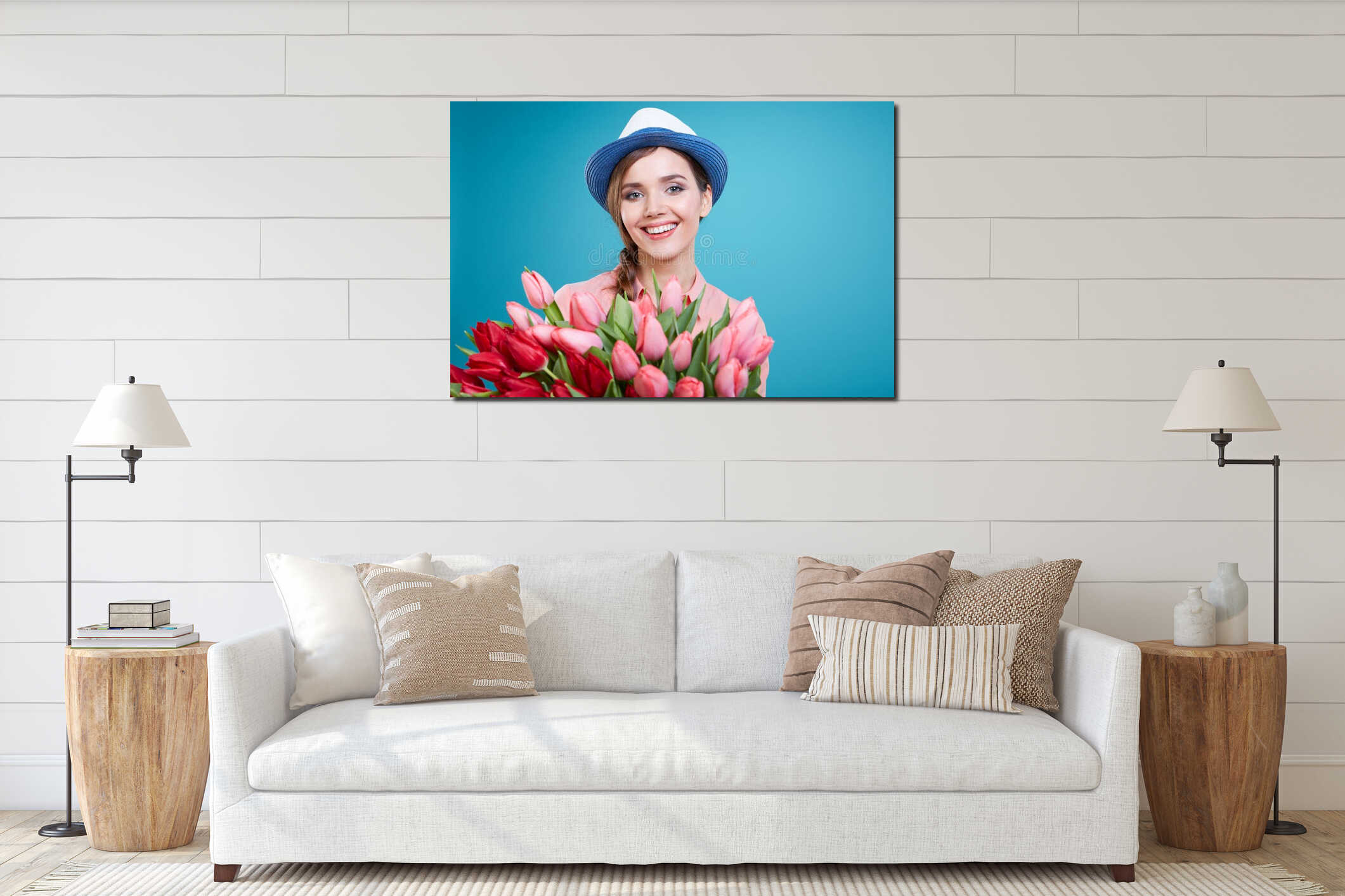 Canvas hanging interior mockup