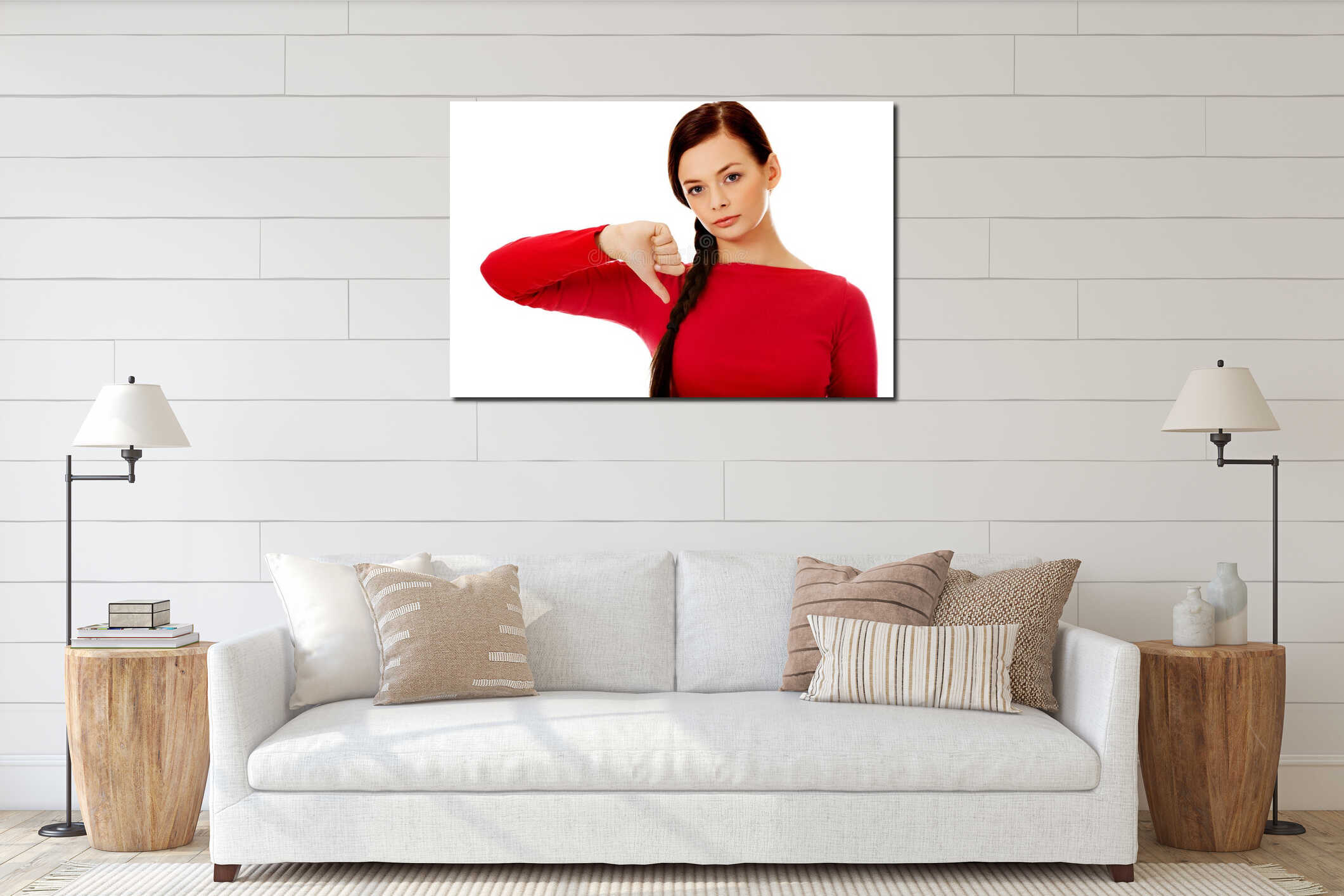 Canvas hanging interior mockup