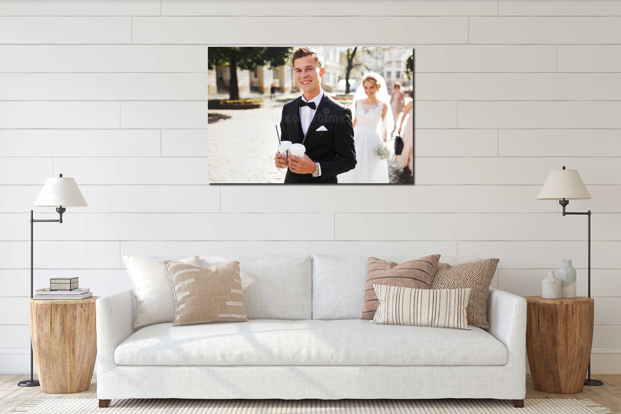 Canvas hanging interior mockup