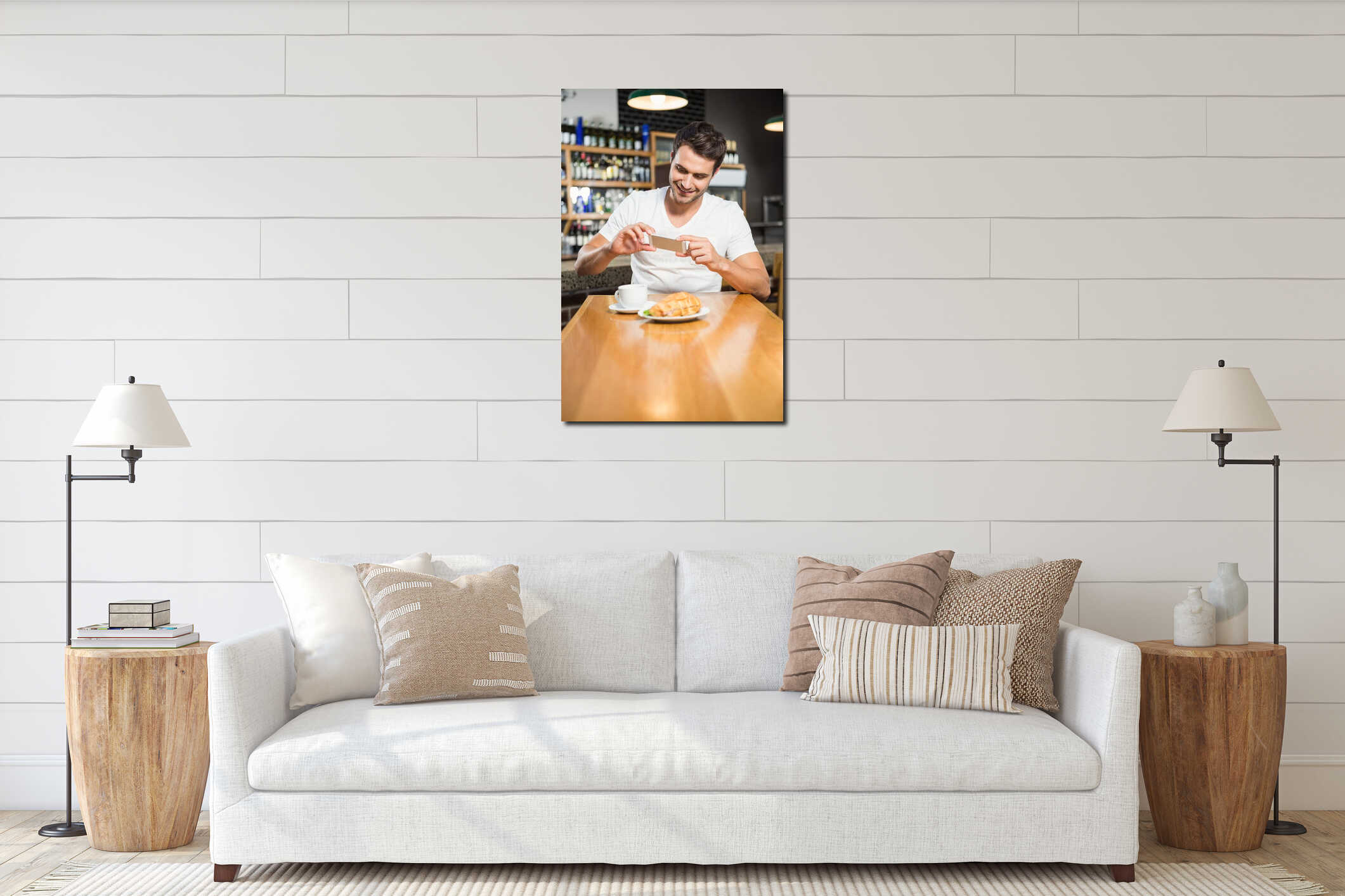 Canvas hanging interior mockup