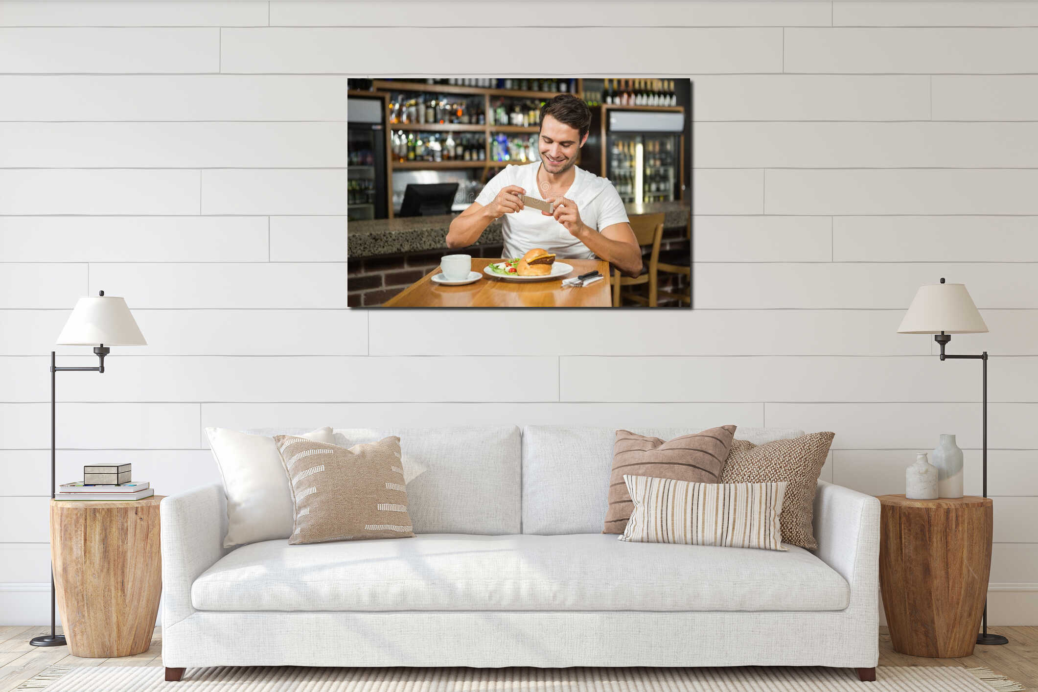 Canvas hanging interior mockup
