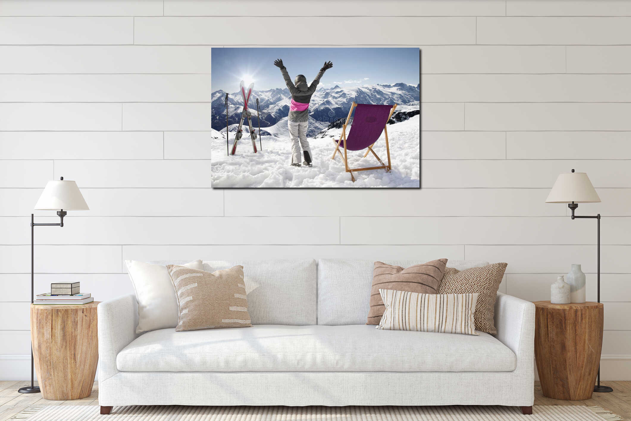 Canvas hanging interior mockup