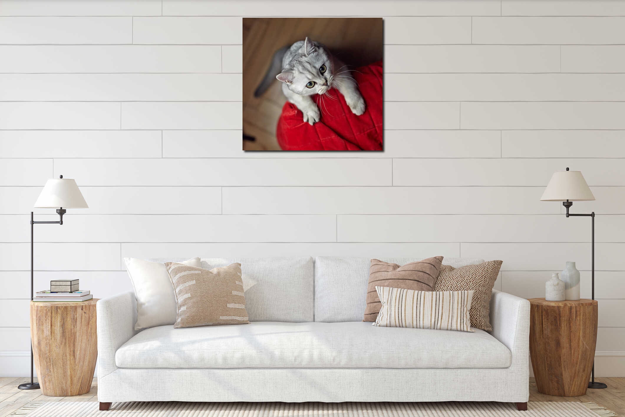 Canvas hanging interior mockup