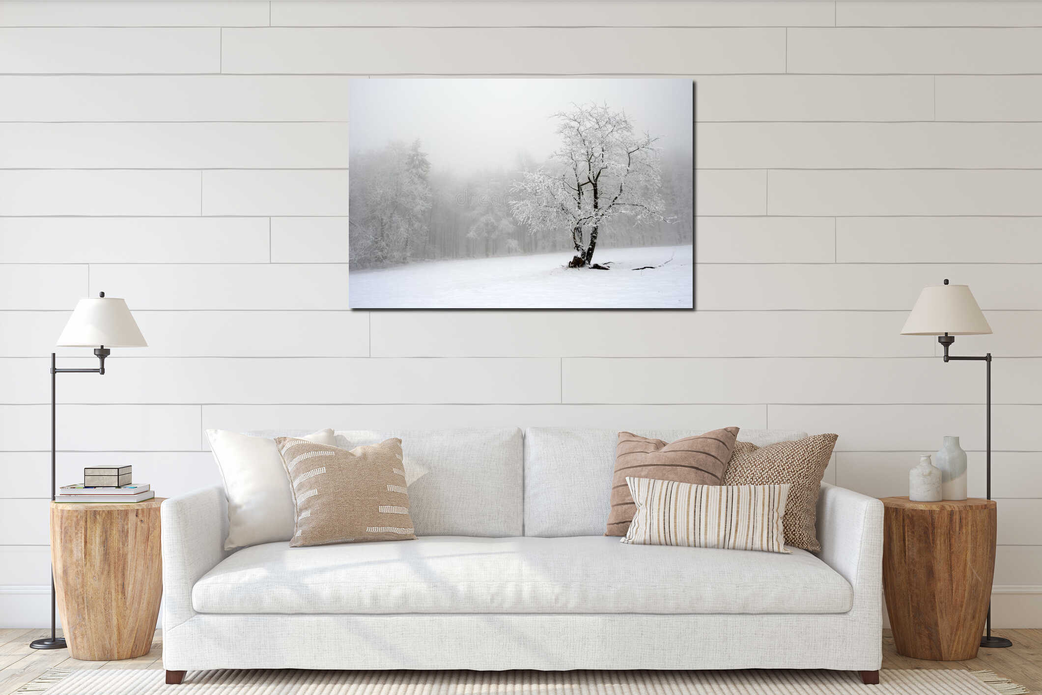 Canvas hanging interior mockup