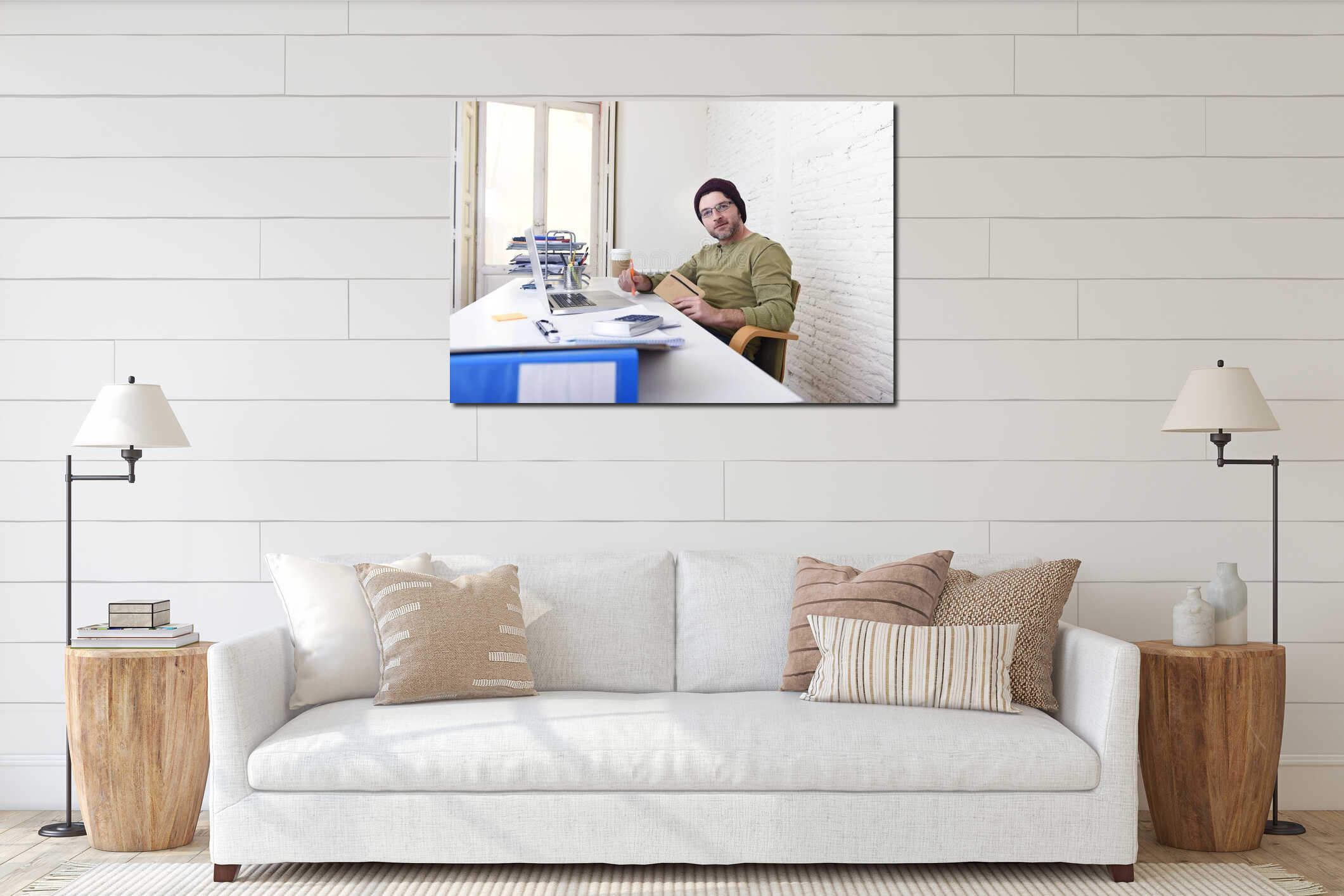Canvas hanging interior mockup