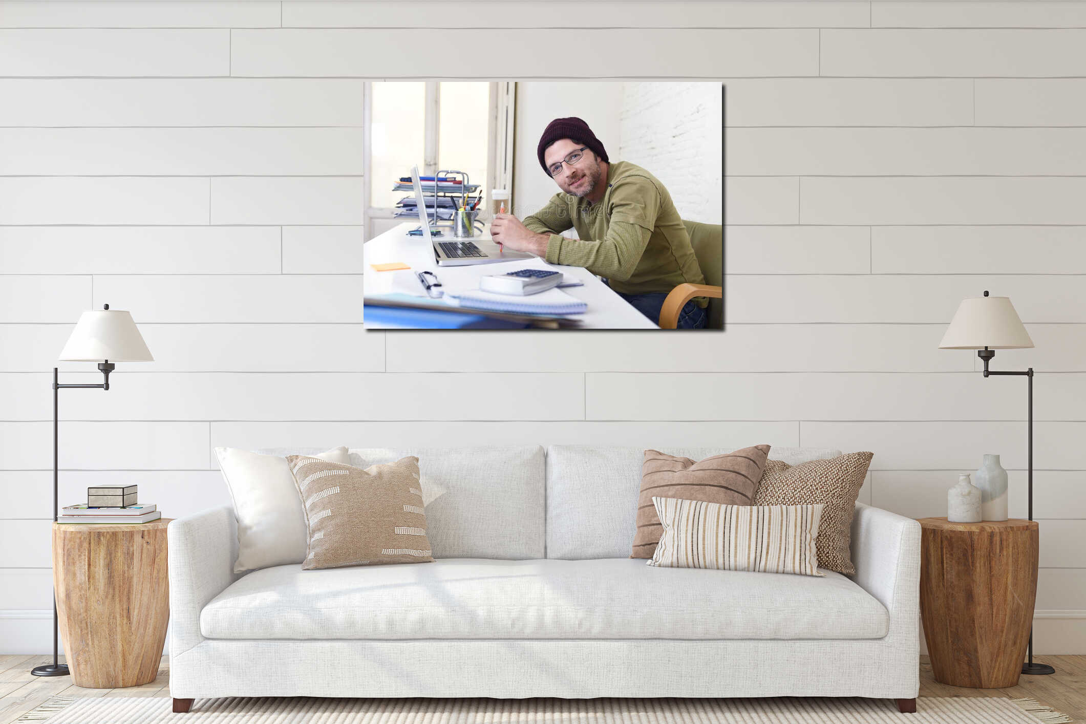 Canvas hanging interior mockup