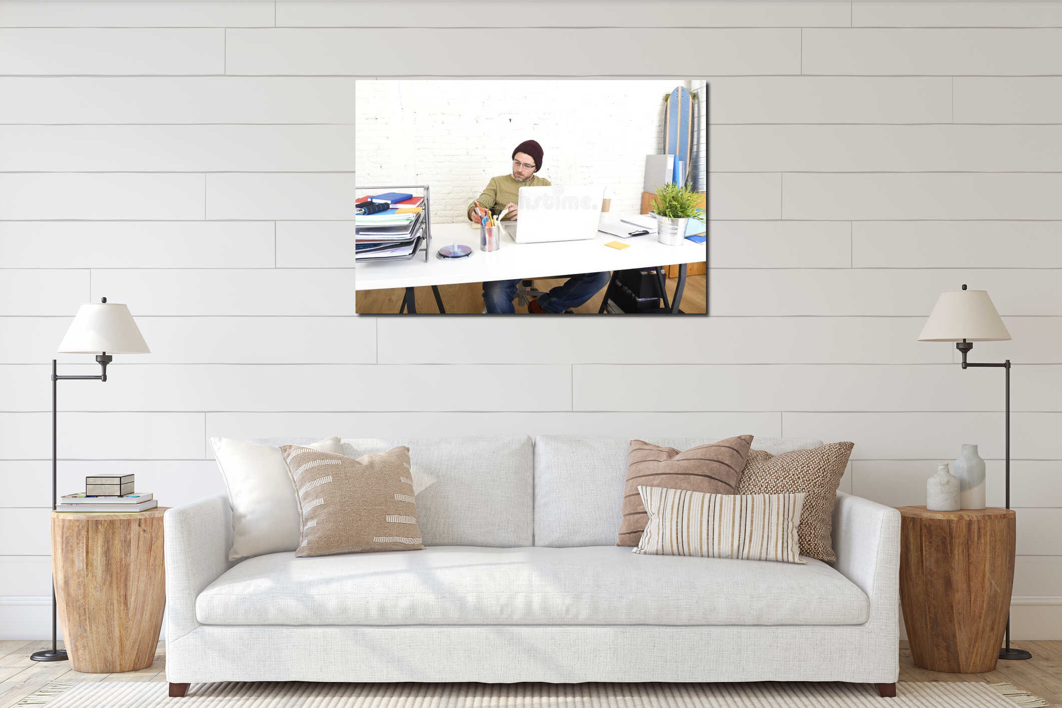 Canvas hanging interior mockup