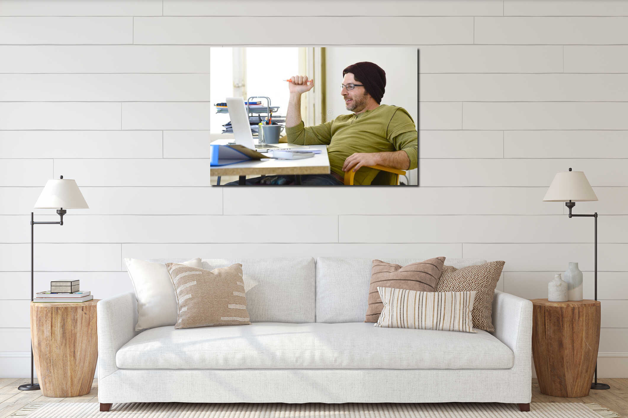 Canvas hanging interior mockup