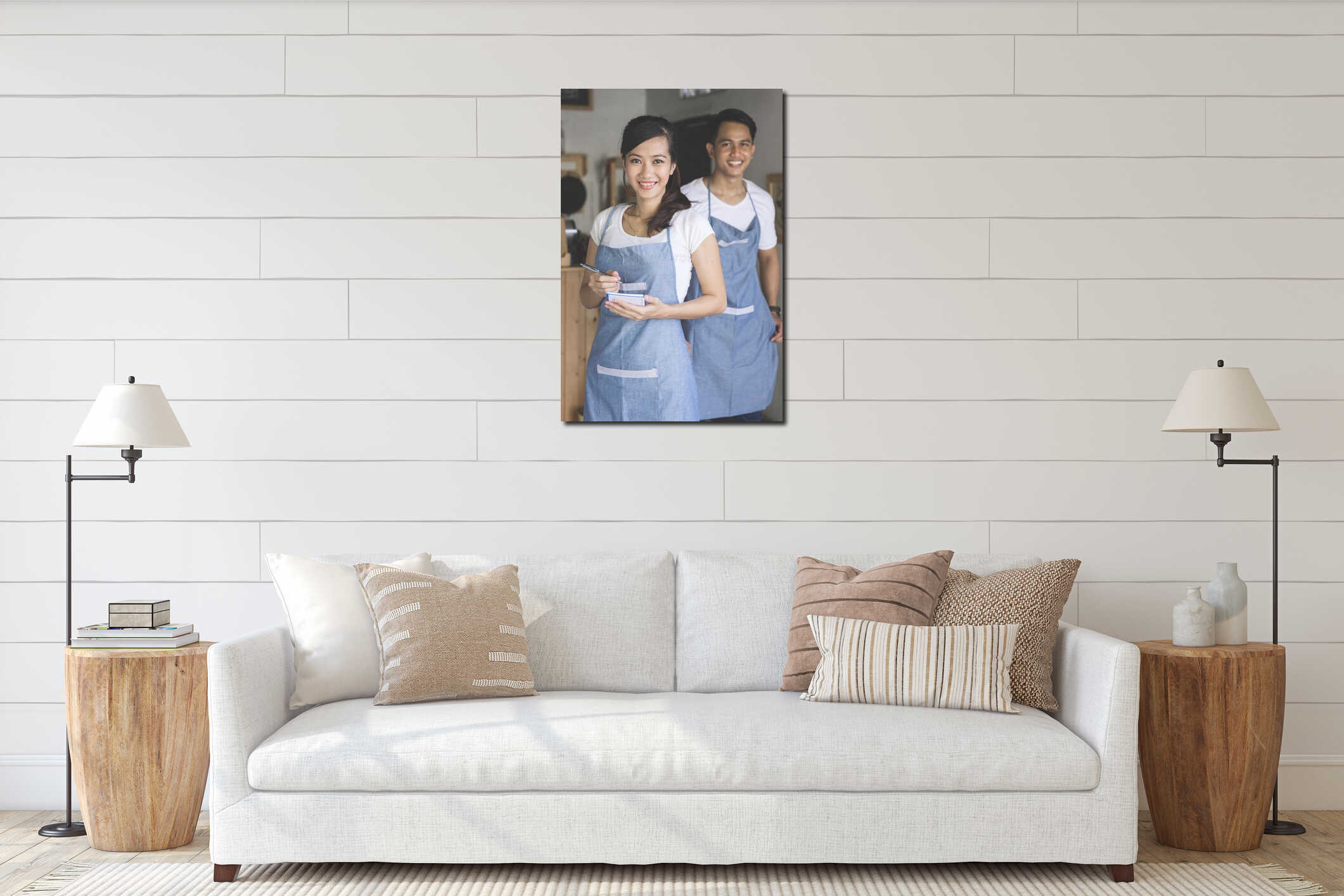 Canvas hanging interior mockup