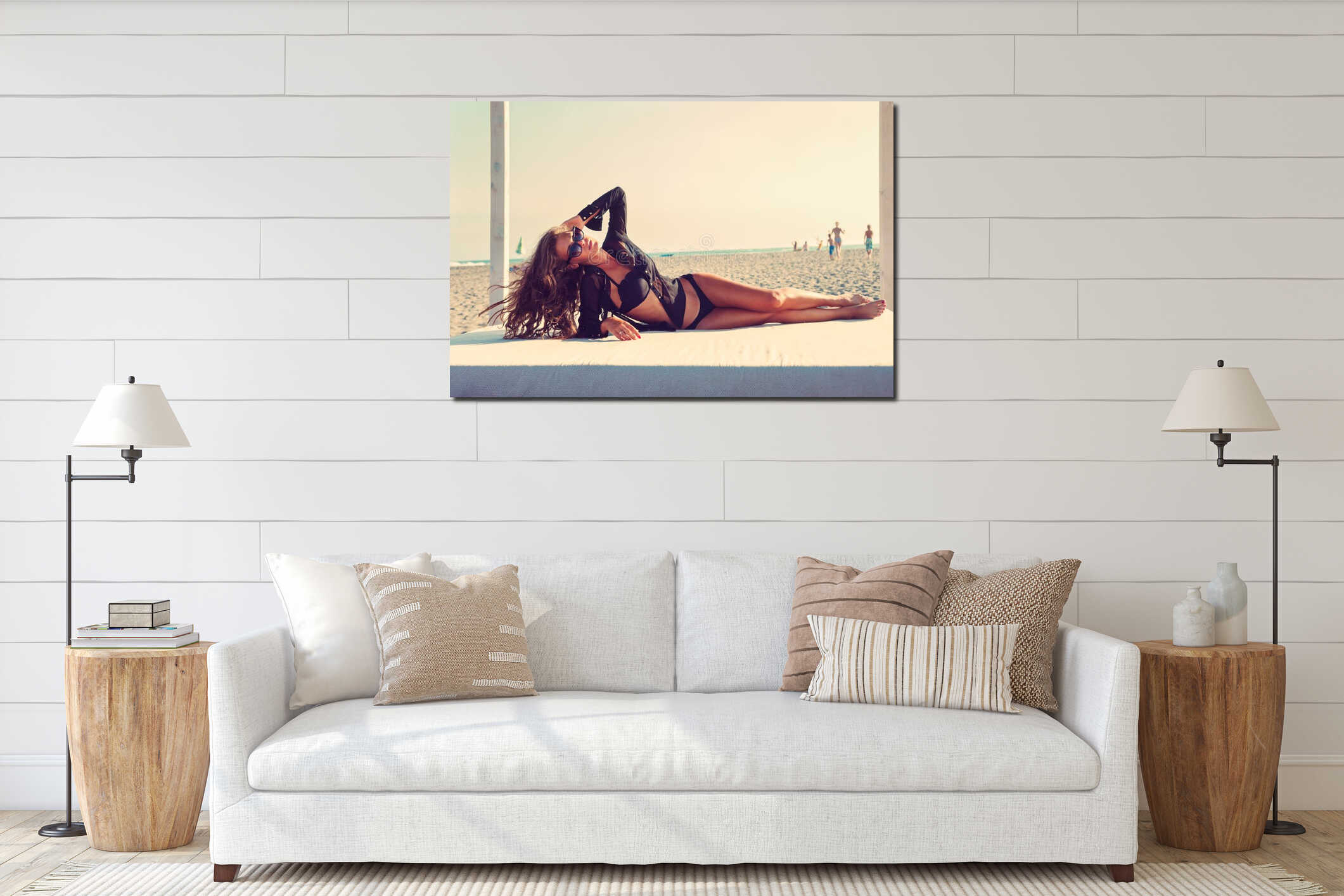 Canvas hanging interior mockup