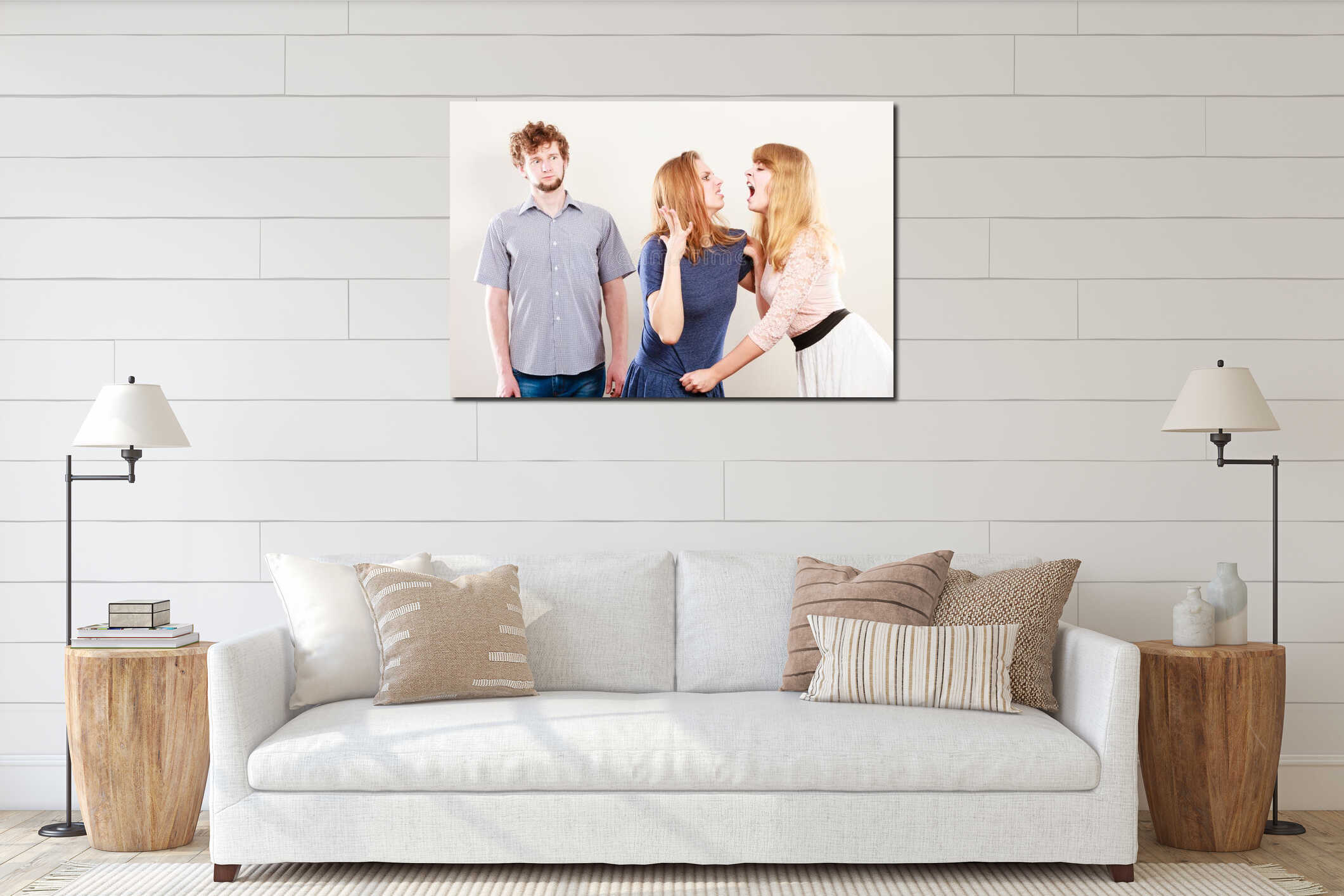 Canvas hanging interior mockup