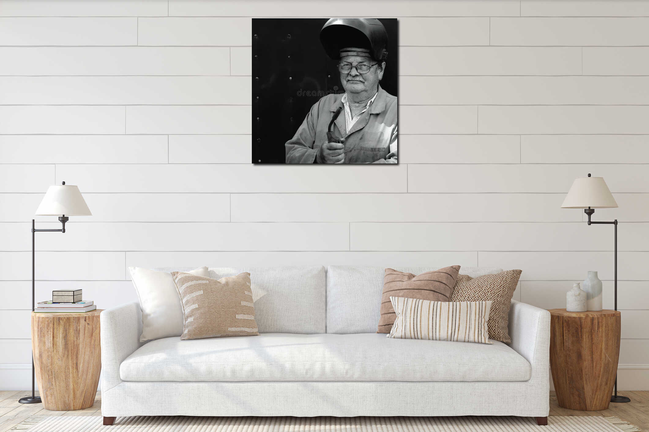 Canvas hanging interior mockup