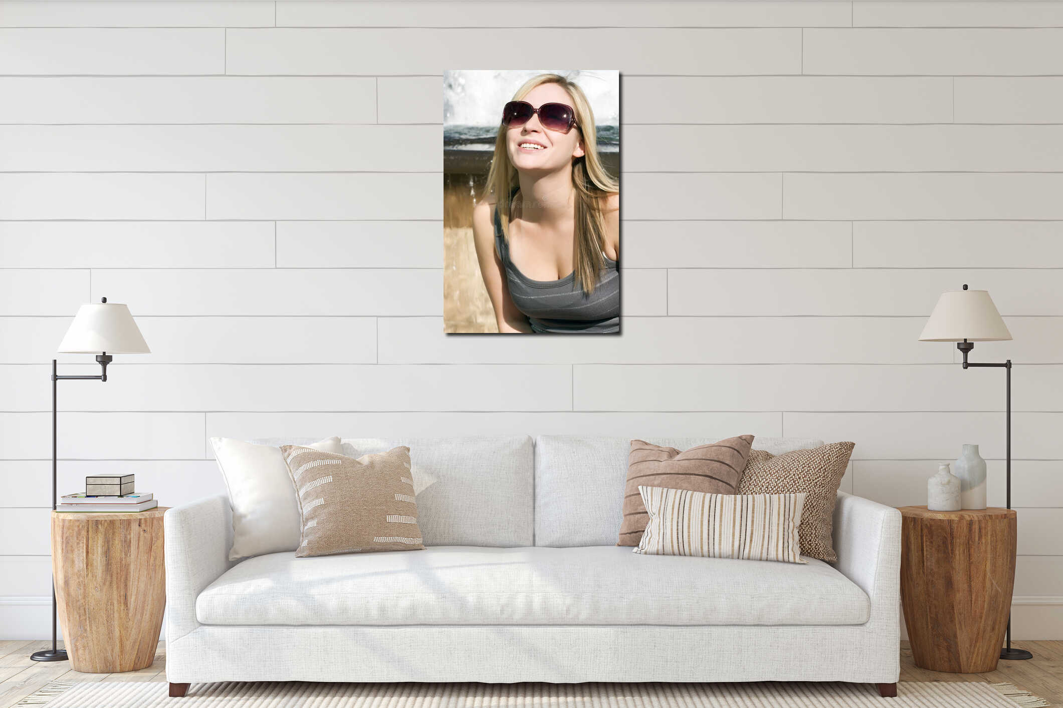 Canvas hanging interior mockup