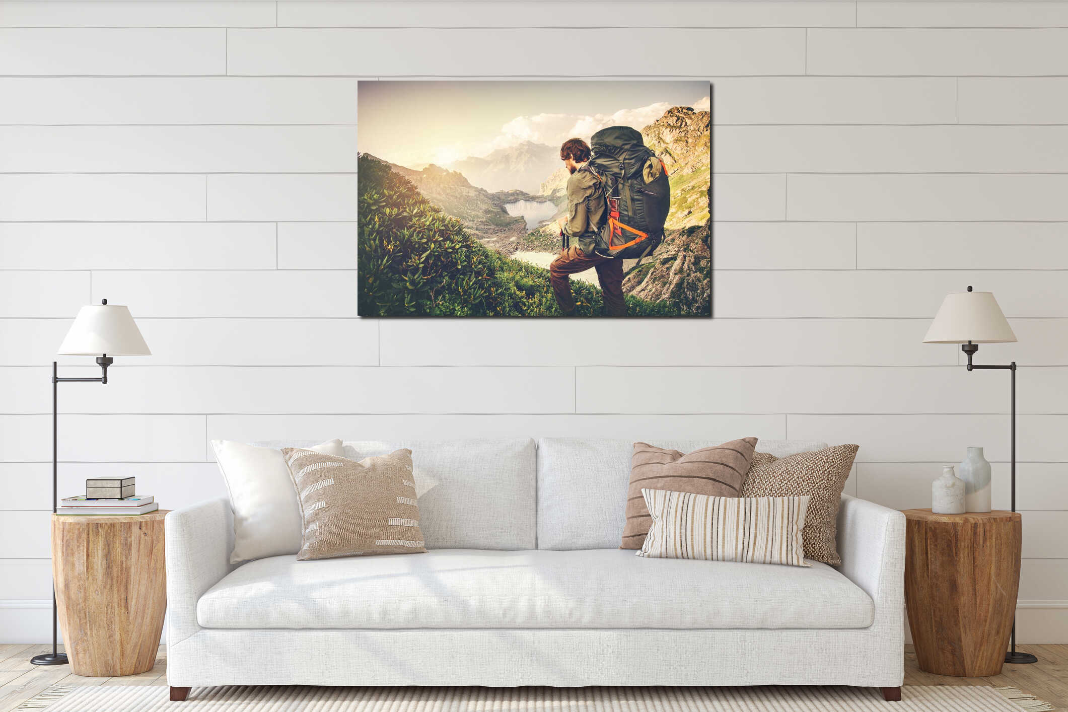 Canvas hanging interior mockup