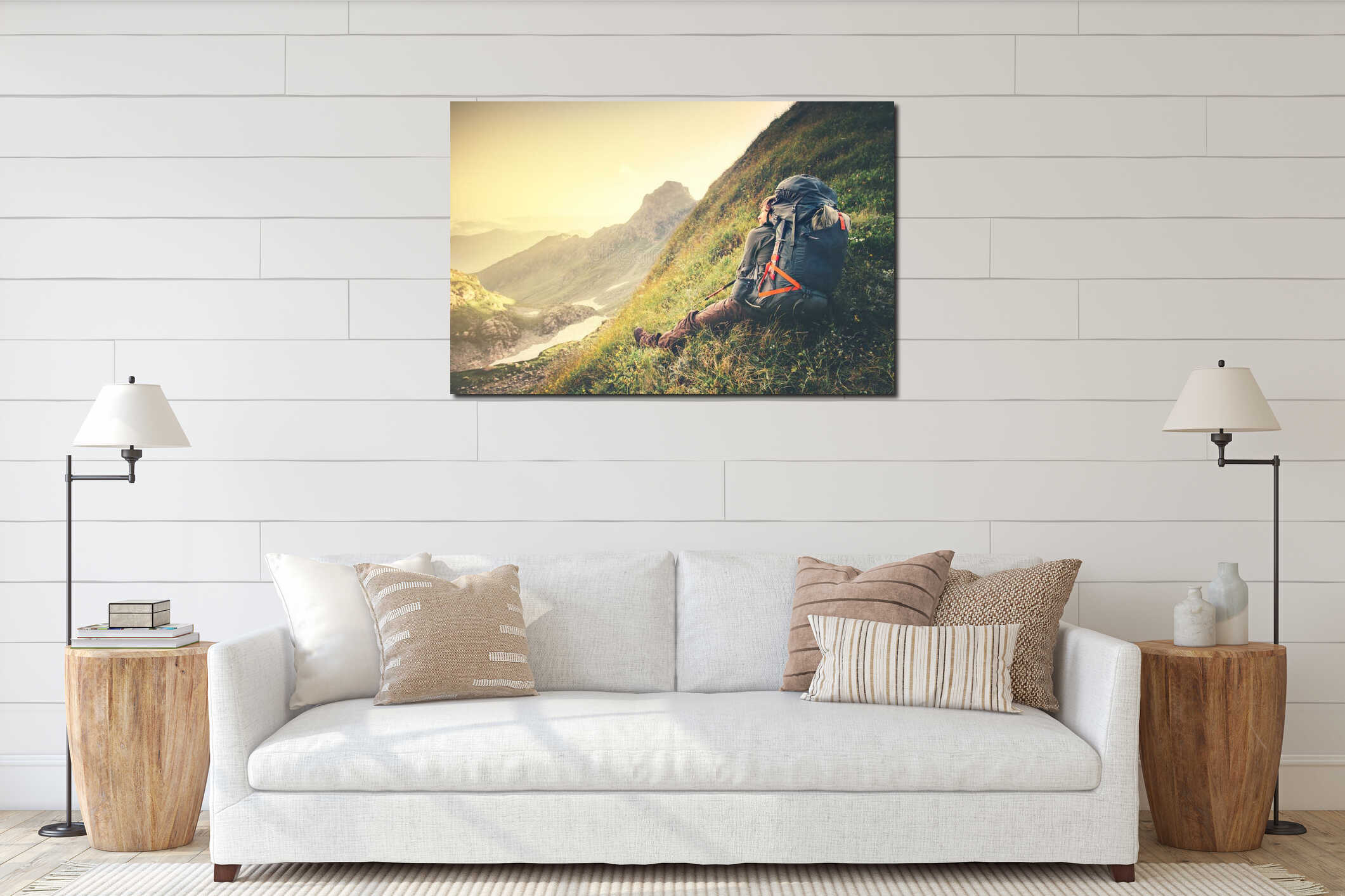 Canvas hanging interior mockup