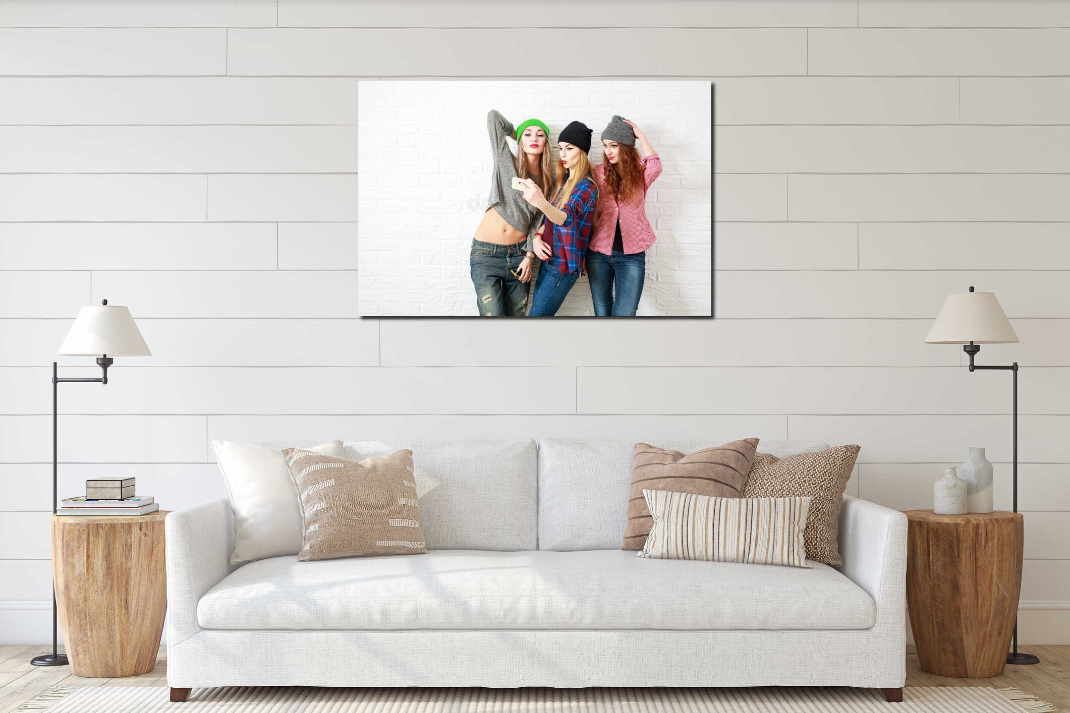 Canvas hanging interior mockup