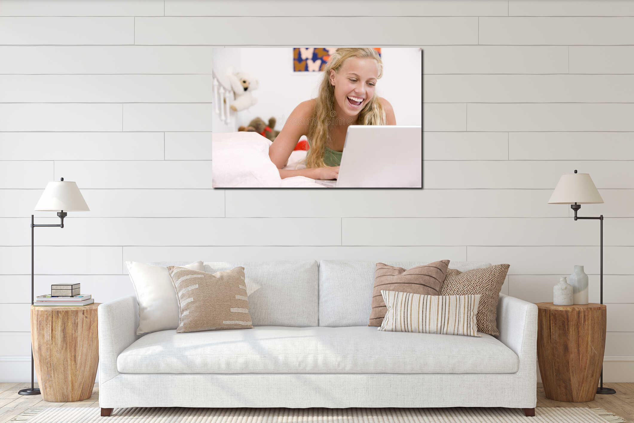 Canvas hanging interior mockup