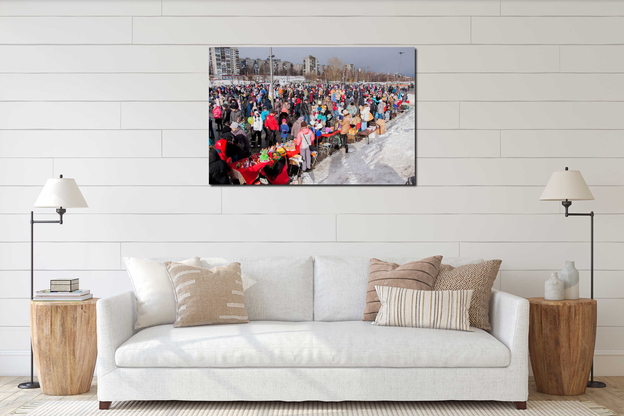 Canvas hanging interior mockup