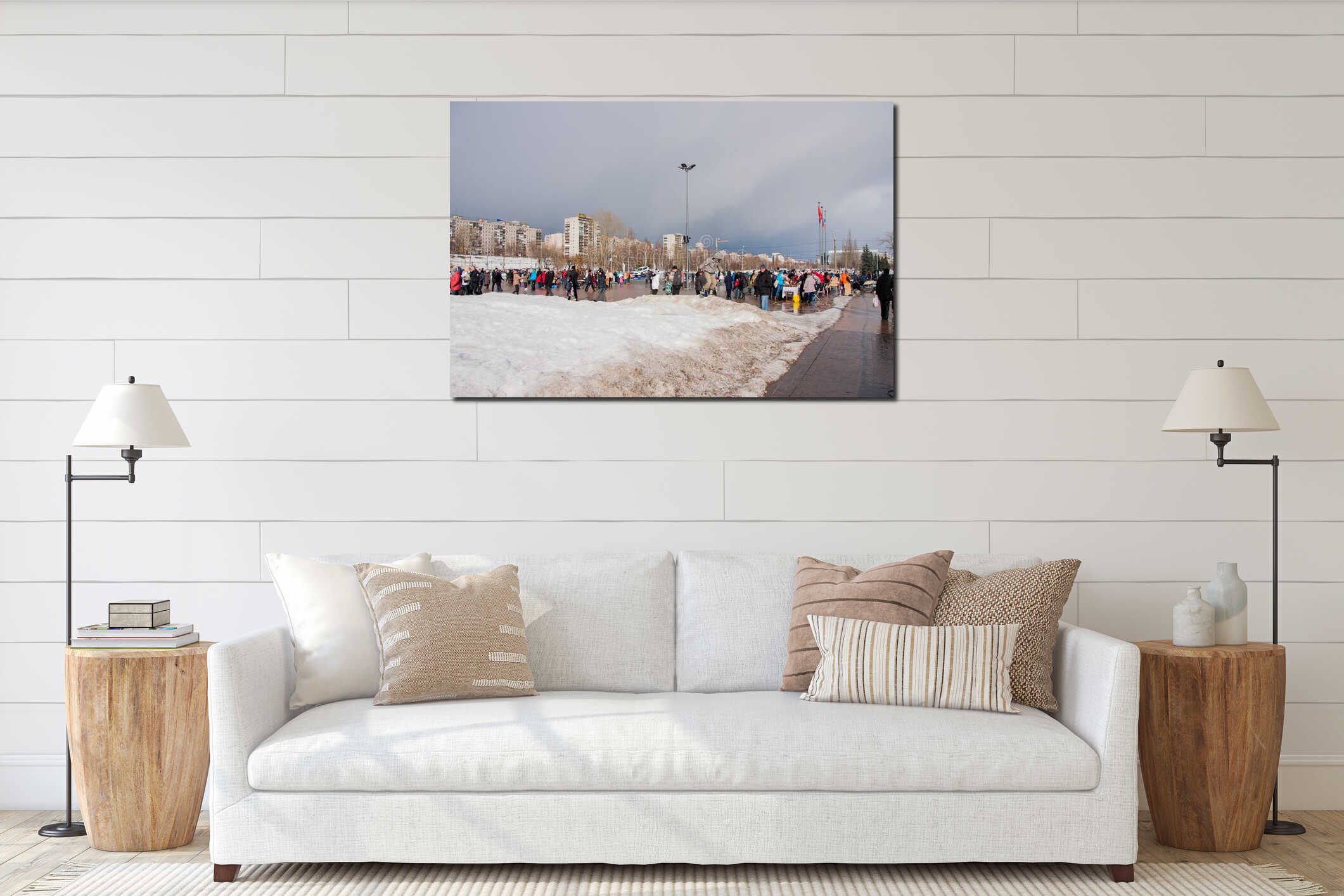 Canvas hanging interior mockup