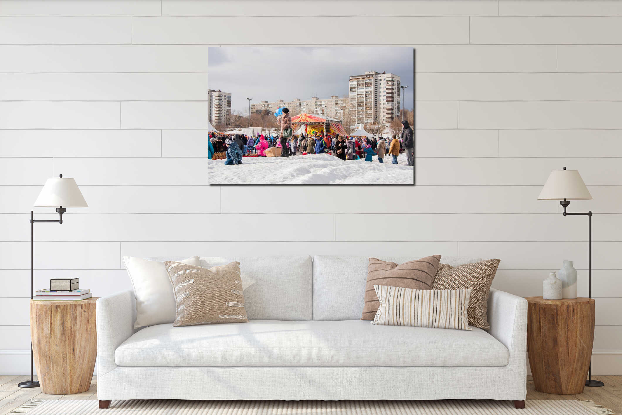Canvas hanging interior mockup