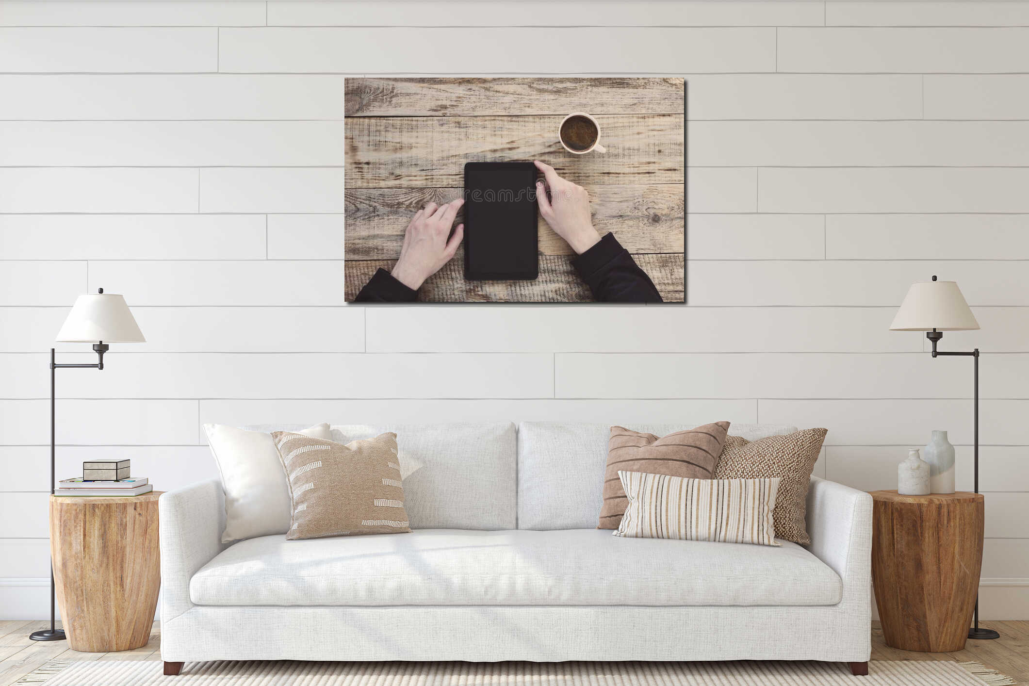 Canvas hanging interior mockup