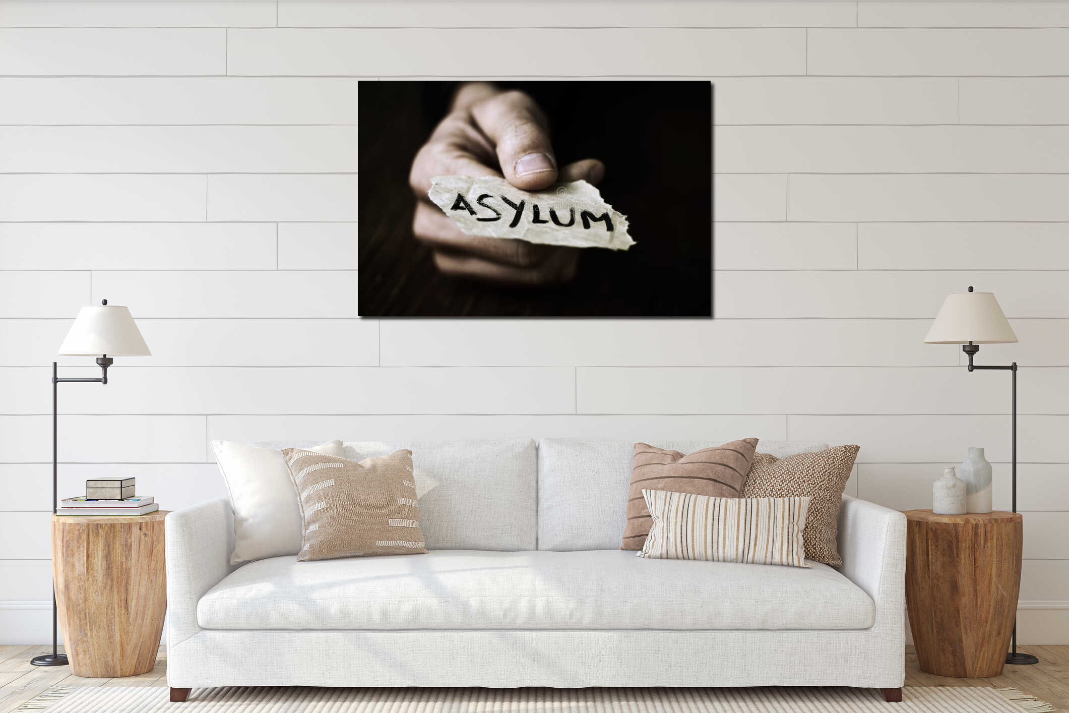 Canvas hanging interior mockup